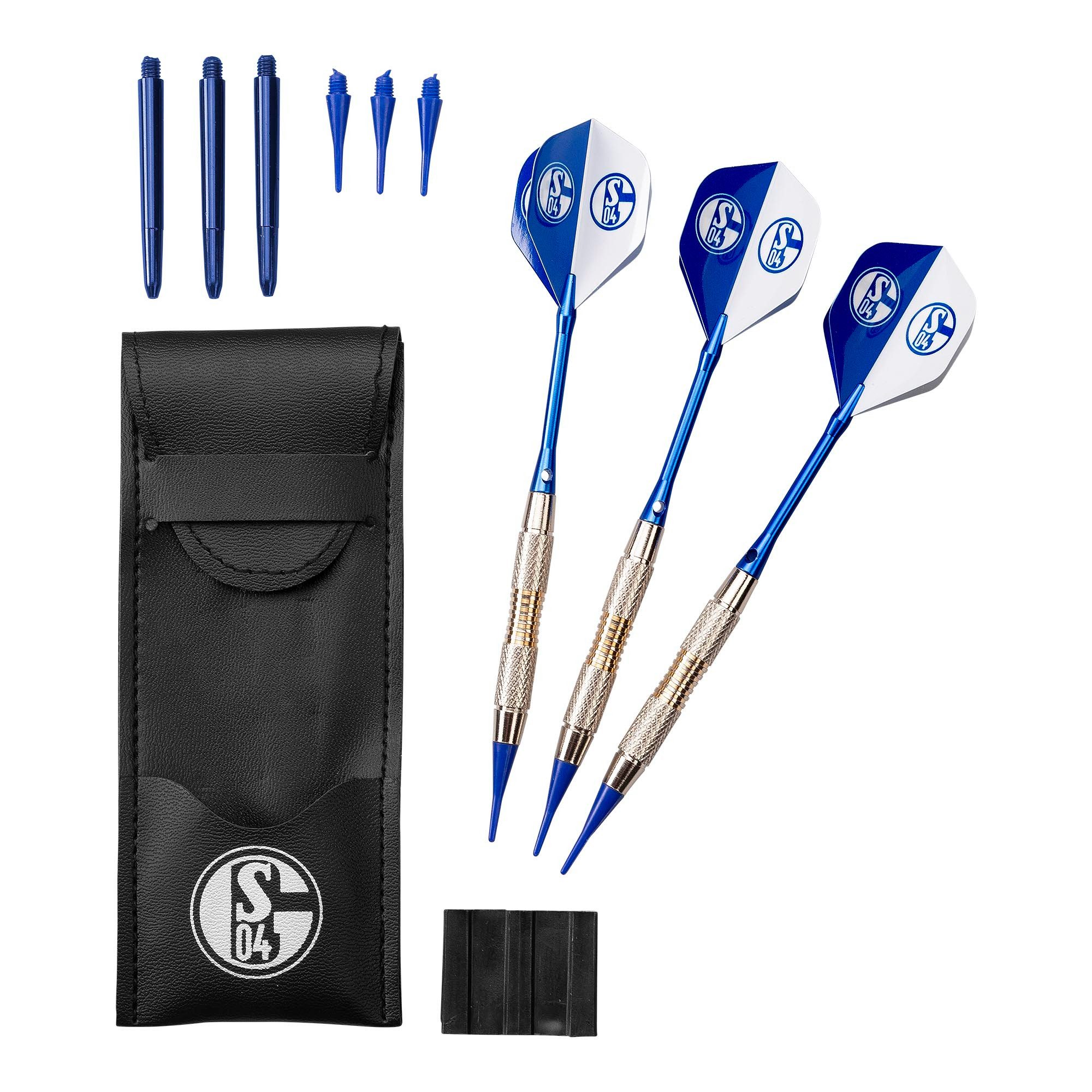 FC Schalke 04 Softdarts Set Metall, Kunststoff mit Etui und Softspitzen