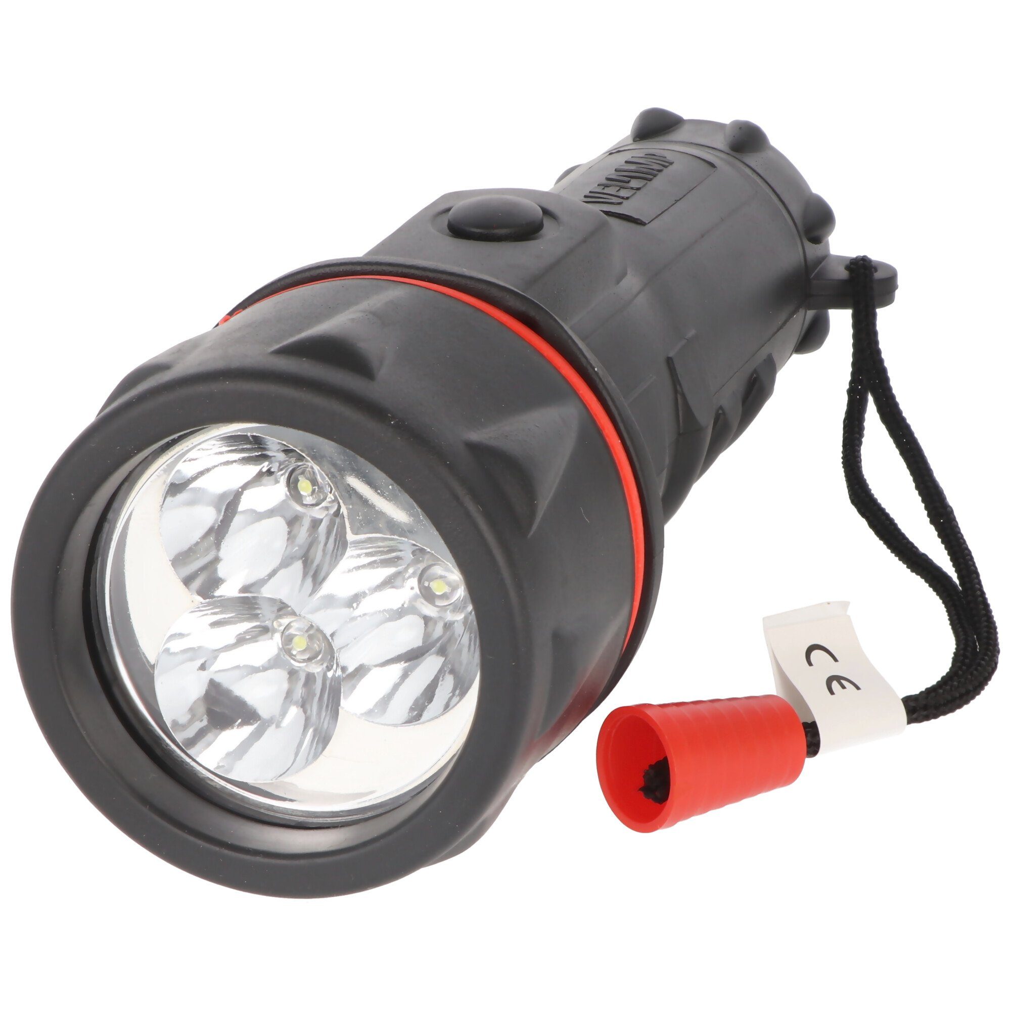 Velamp LED Taschenlampe Velamp LED Gummi-Taschenlampe, 3 LEDs, wasserdicht, mit Handschlaufe