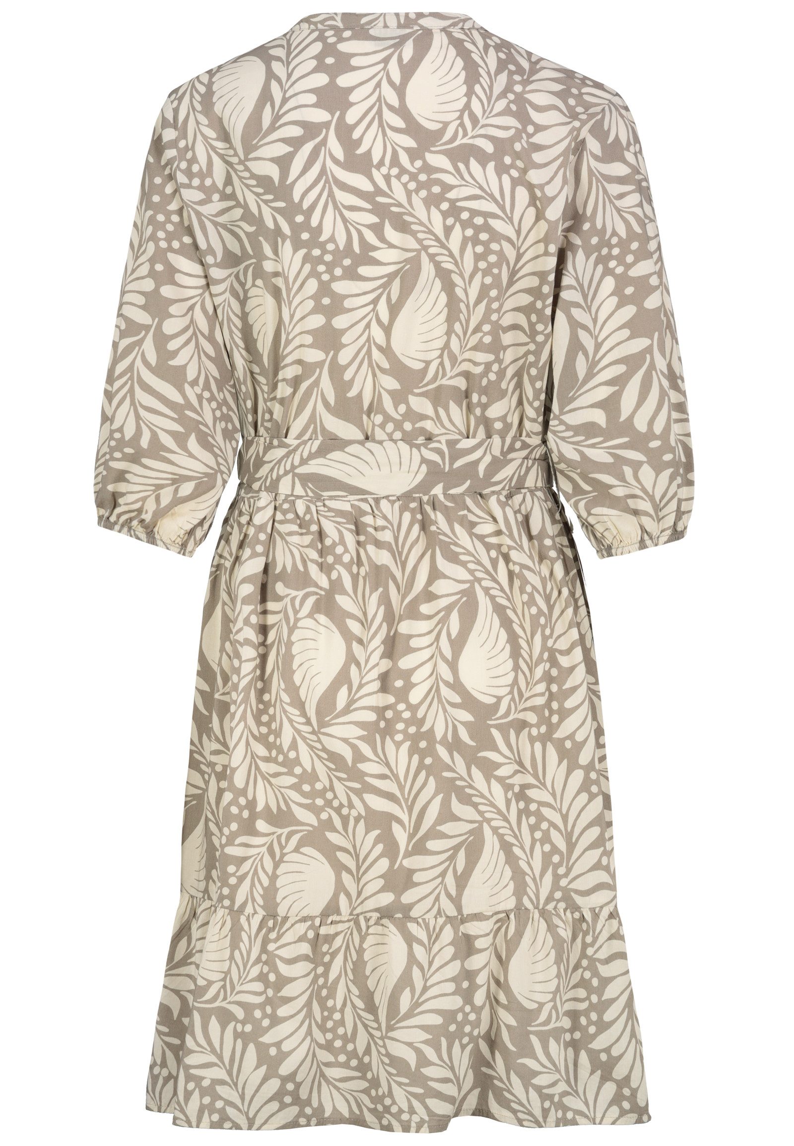SUBLEVEL Blusenkleid Damen Blusenkleid mit Muster und Gürtel A-Linie, lange Ballonärmel, Gürtel mit runder Bastschnalle