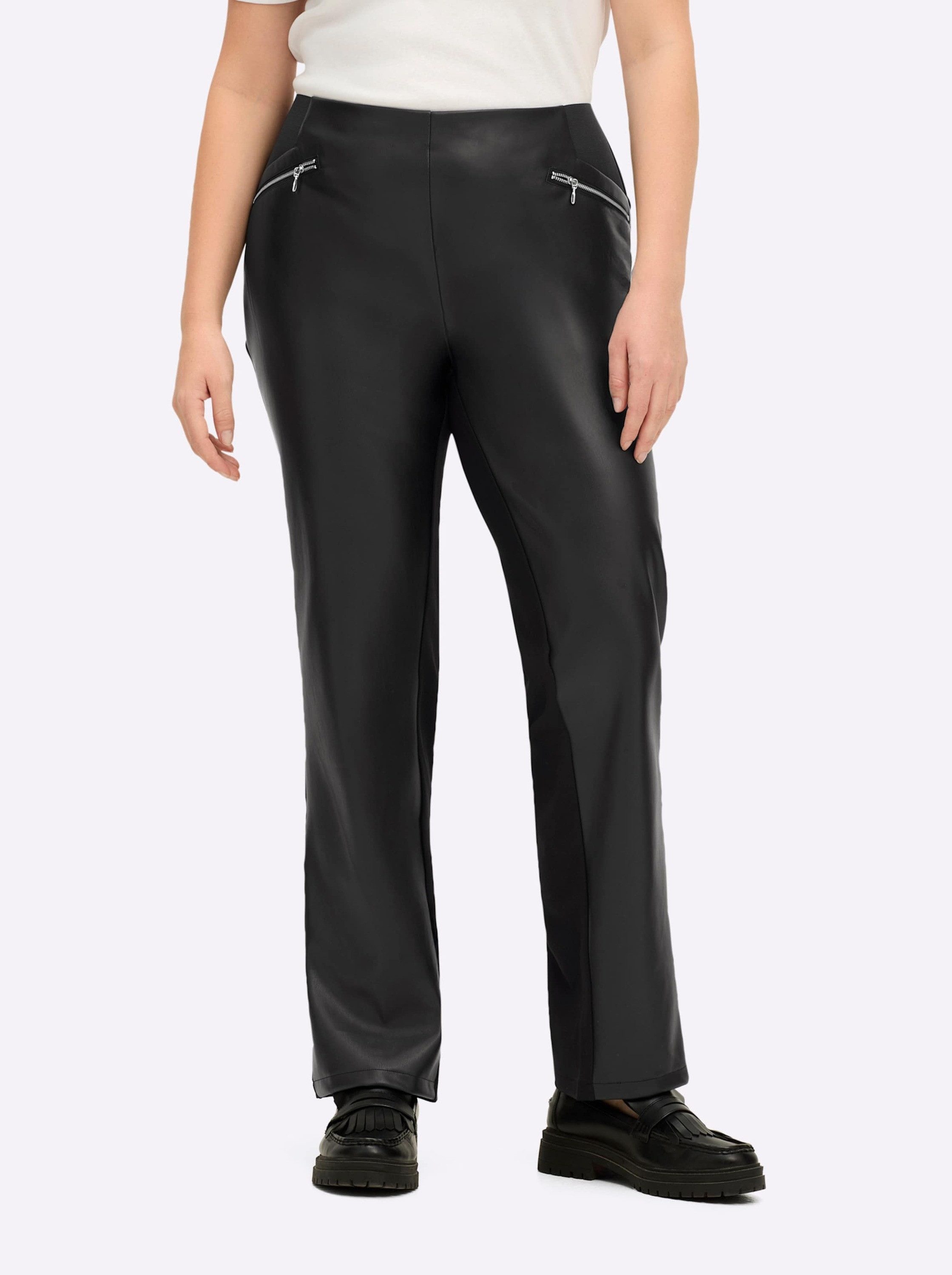 Sheego Jerseyhose Lederimitat-Hose