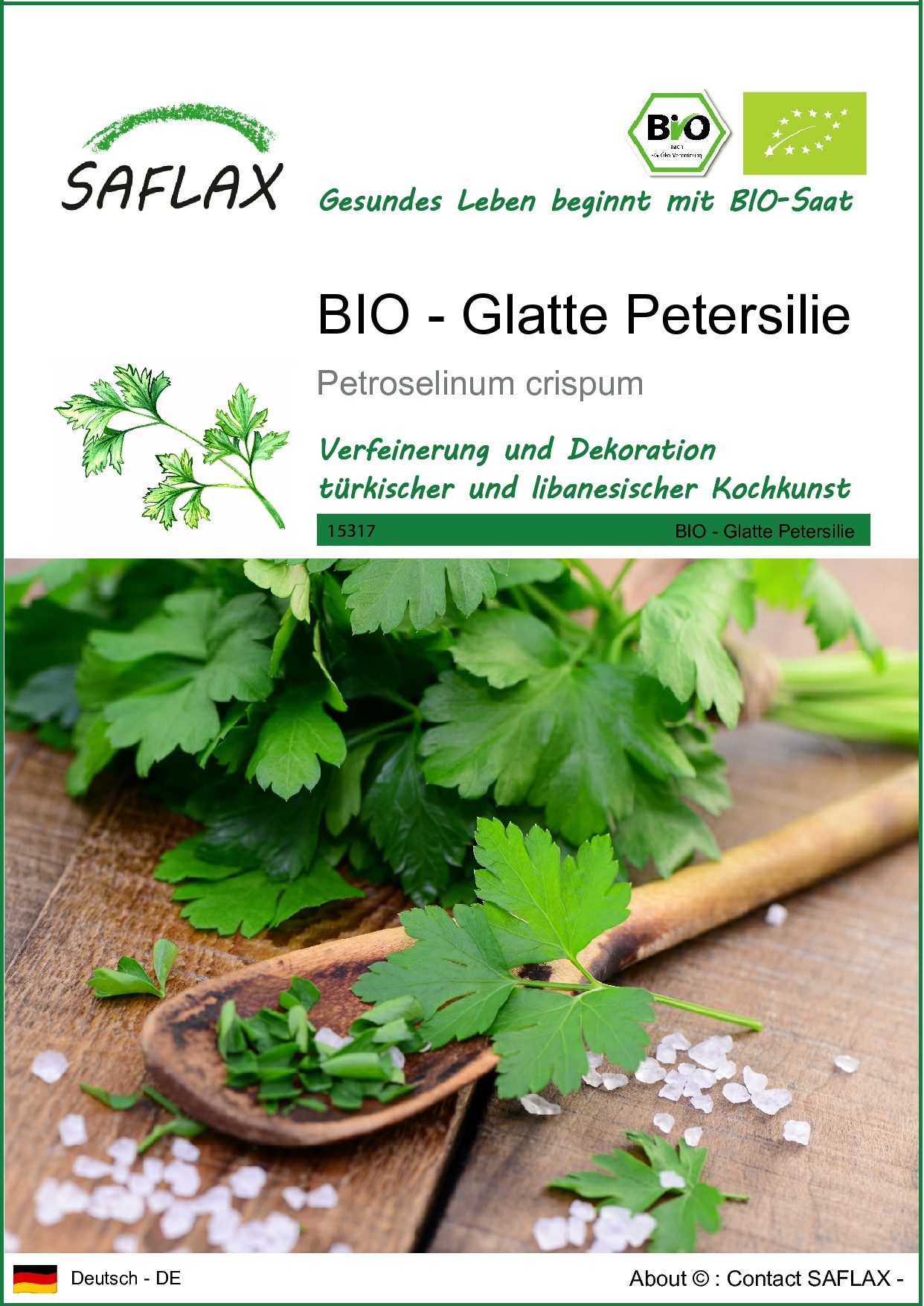 Kräutersamen SAFLAX - Samen - BIO - Glatte Petersilie