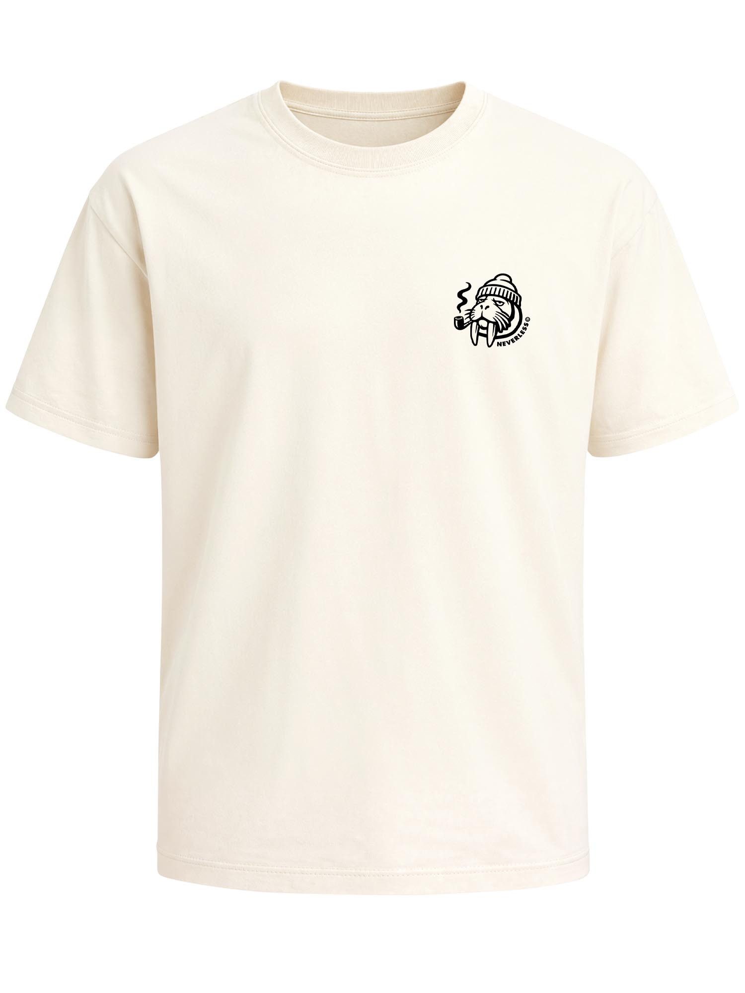 Neverless Oversize-Shirt Herren T-Shirt - Design Walross - Oversized Relaxed Fit Printshirt mit Print