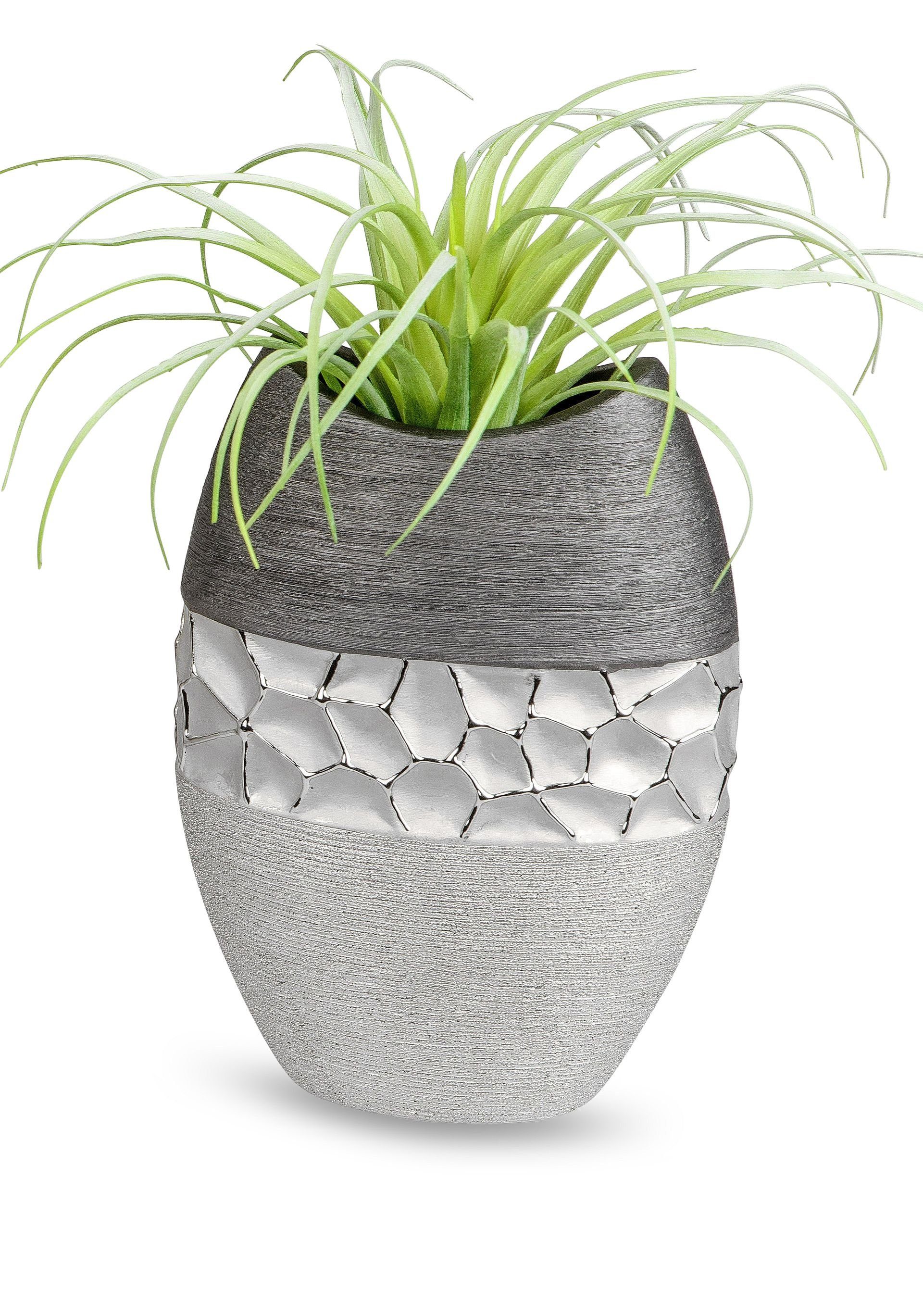 Tischvase Small-Preis grau Vase in wählbar, Größen 2 Dekovase Keramik silber aus