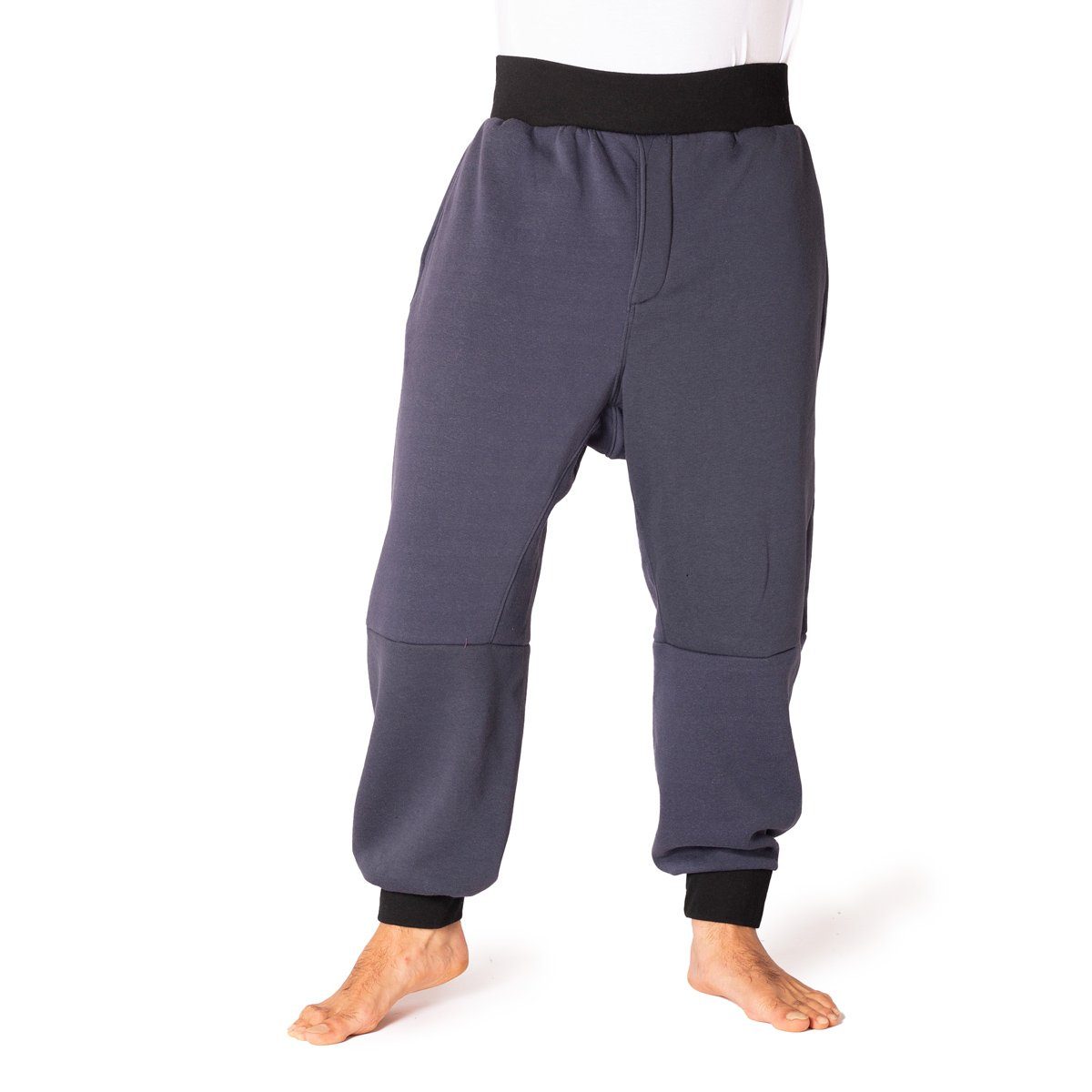 Haremshose Style aus Wellnesshose Baumwolle im für kühleren Freizeithose Haremsjogger 100% Tage Unisex perfekte PANASIAM Chillhose Aladin dunkelgrau die