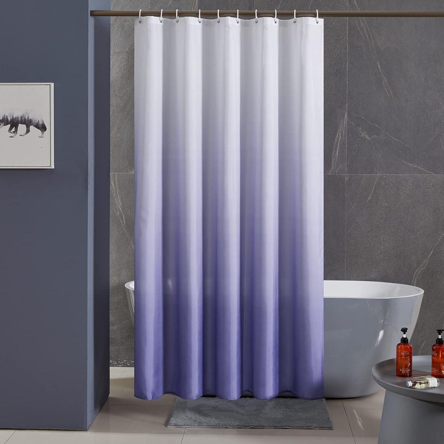Furlinic Duschvorhang Schmaler Duschvorhang Polyester Wasserabweisend Gradient Lila 90x180