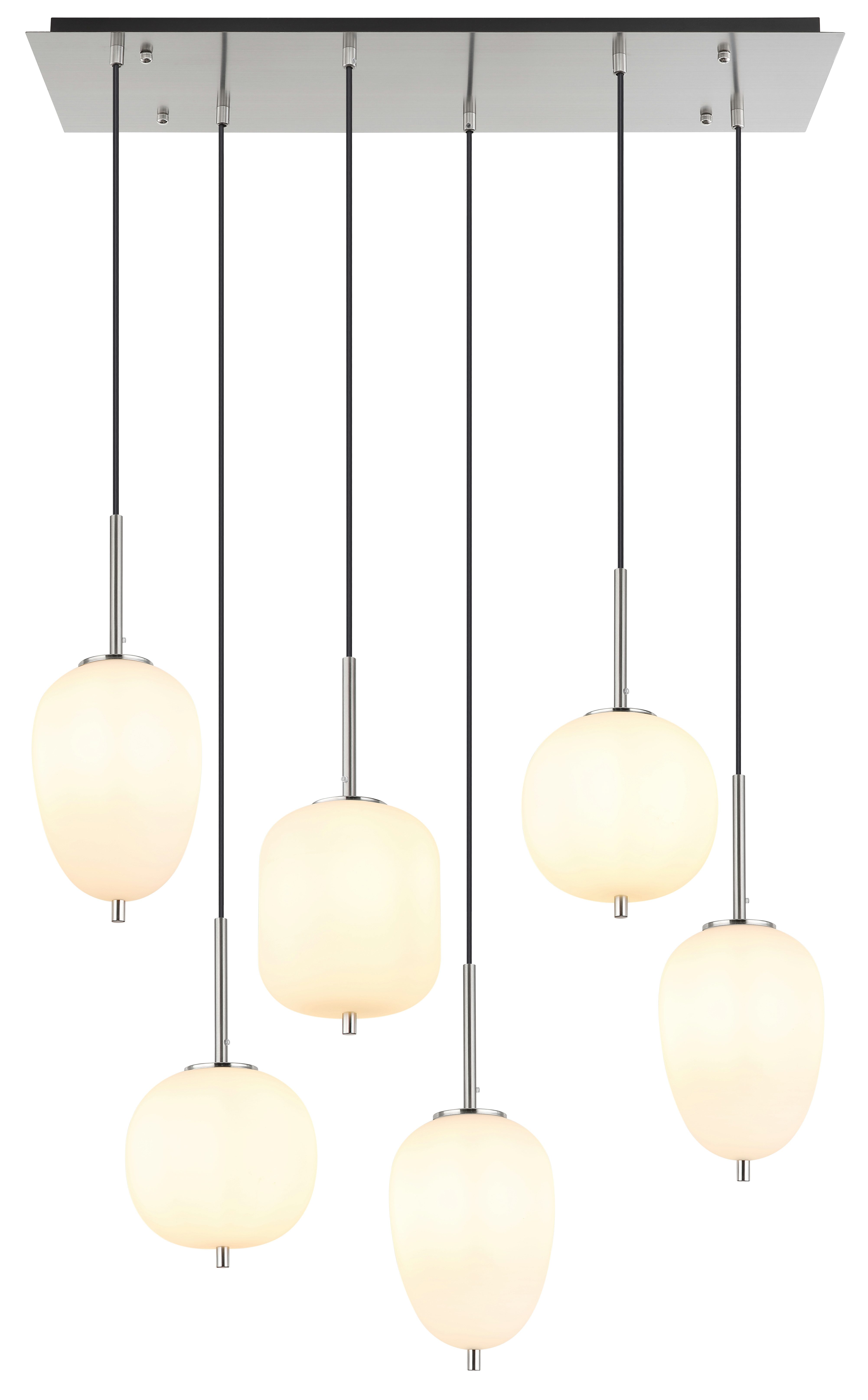 GLOBO LIGHTING Hängeleuchte BLACKY I, ohne Leuchtmittel, Hängelampe Glas opal unterschiedliche Gläser Esszimmer Esstisch