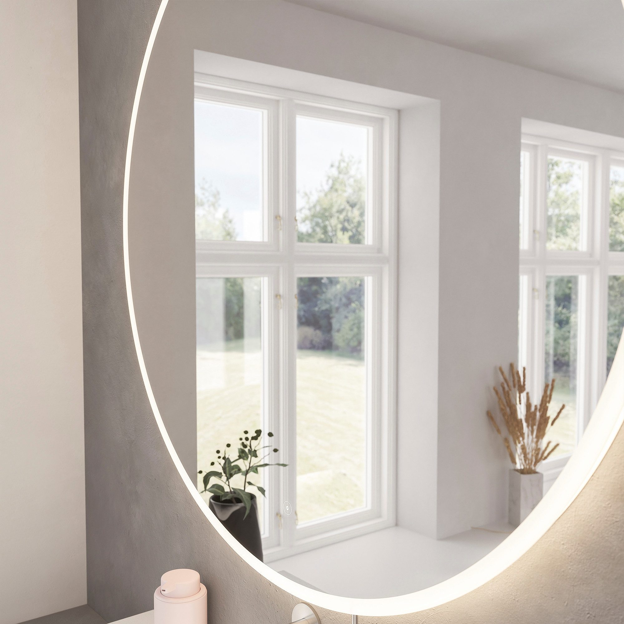 Loevschall Badspiegel Atlas Rund, Badezimmerspiegel mit LED Beleuchtung, Li günstig online kaufen