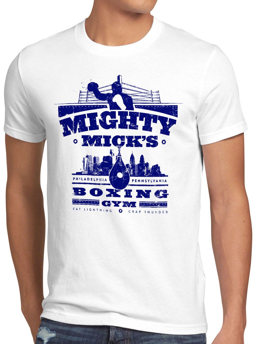 style3 Print-Shirt Herren T-Shirt Mick's Boxing Rocky balboa mighty mick gym weiß