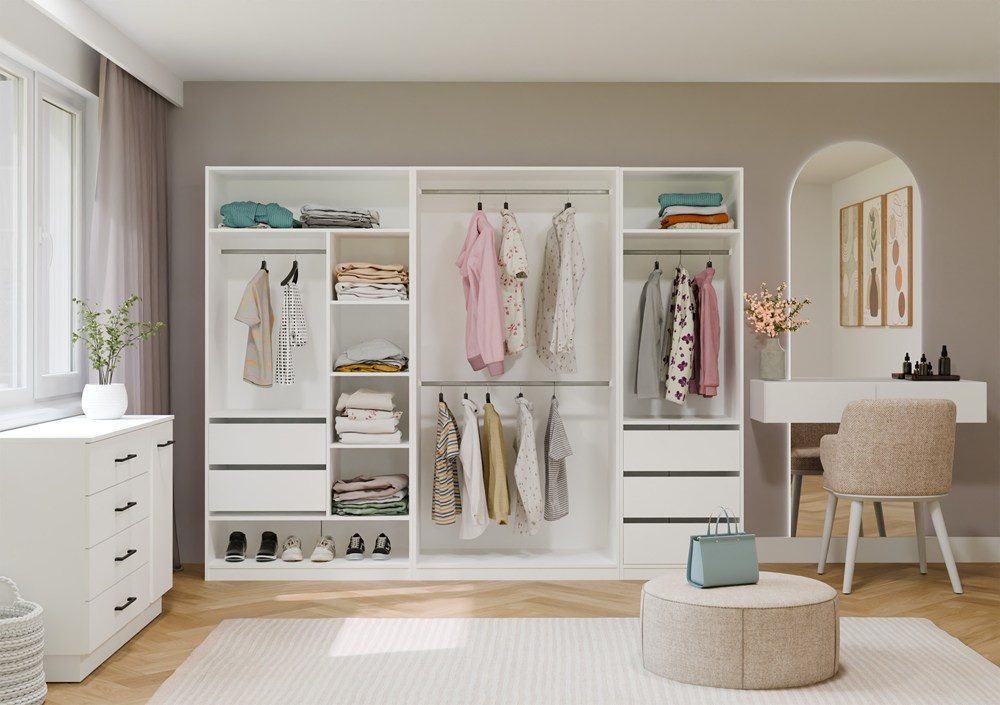 ibonto Kleiderschrank Offener Kleiderschrank mit Kleiderstange und 6 Ablagen, modular – Bild 4 von 5