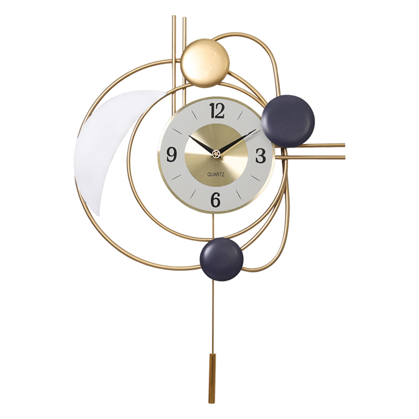 TWSOUL Pendelwanduhr Stille Swing-Wanduhr, Nordische Kunstwanduhr (Leises Design,44cm*64cm(B*H)