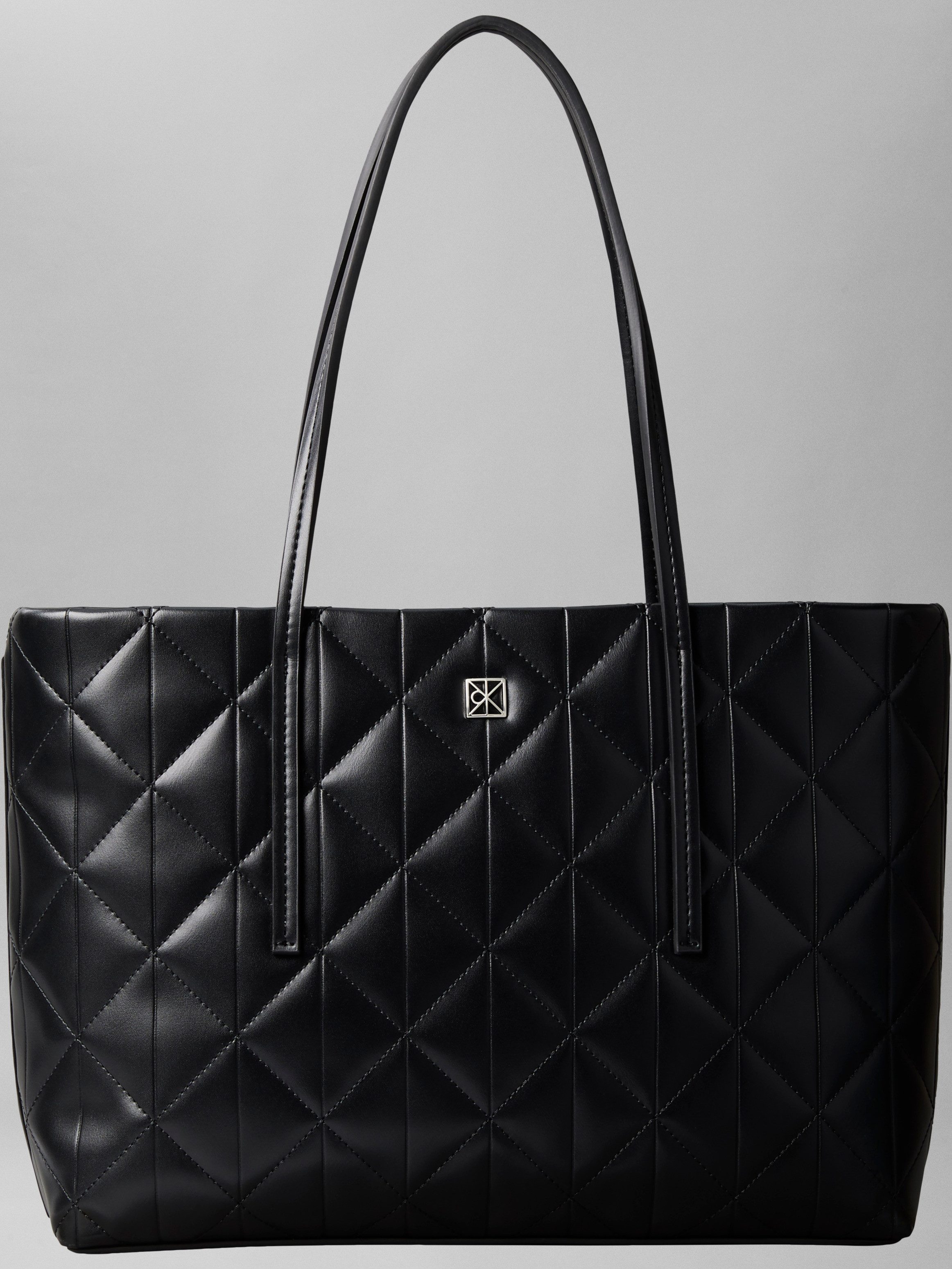 Calvin Klein Tragetasche QUILTED SMALL TOTE, Damen Schultertasche, Handtasche, Umhängetasche mit Ziersteppungen