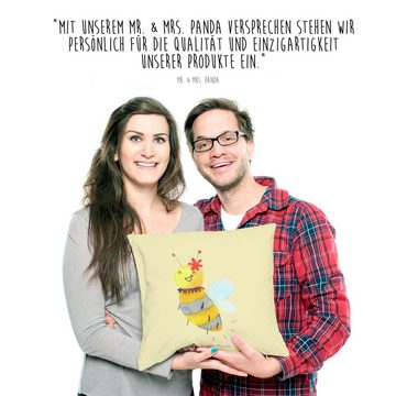 Mr. & Mrs. Panda Dekokissen Biene Blume - Gelb Pastell - Geschenk, Motivkissen, Kopfkissen, Kisse