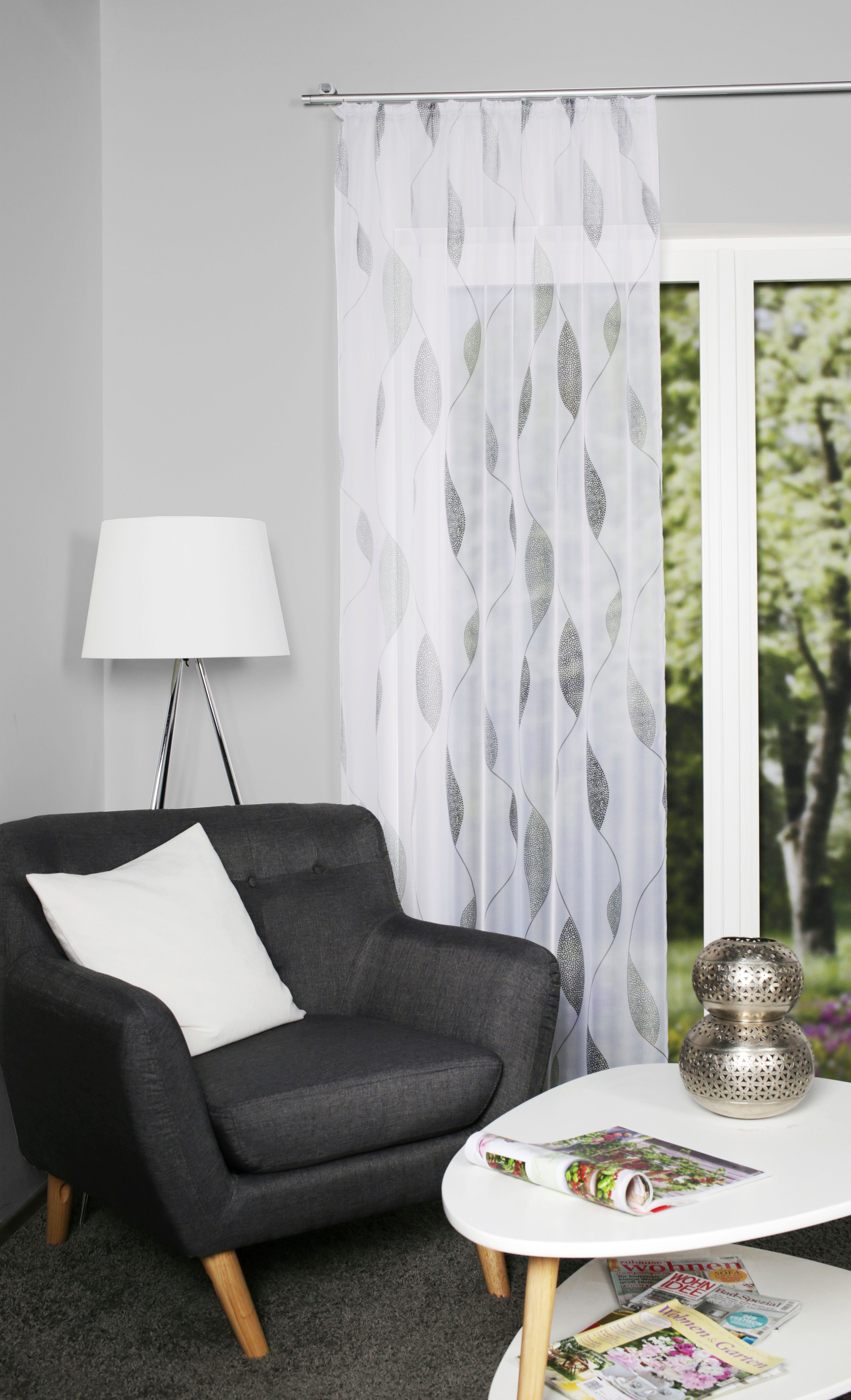 HOME Wohnideen Kräuselbandschal   ¦ grau ¦ Maße (cm): B: 140 H: 225 Gardine günstig online kaufen