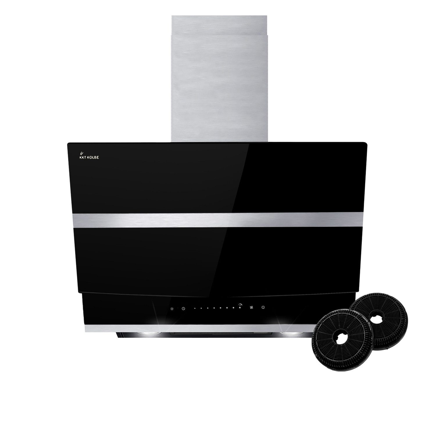 KKT KOLBE Wandhaube Dunstabzugshaube 60cm HERMES6005S Dunstabzugshaube 60cm HERMES6005S, Kopffreihaube / 60cm / Edelstahl / schwarzes Glas / LED / Sensortasten