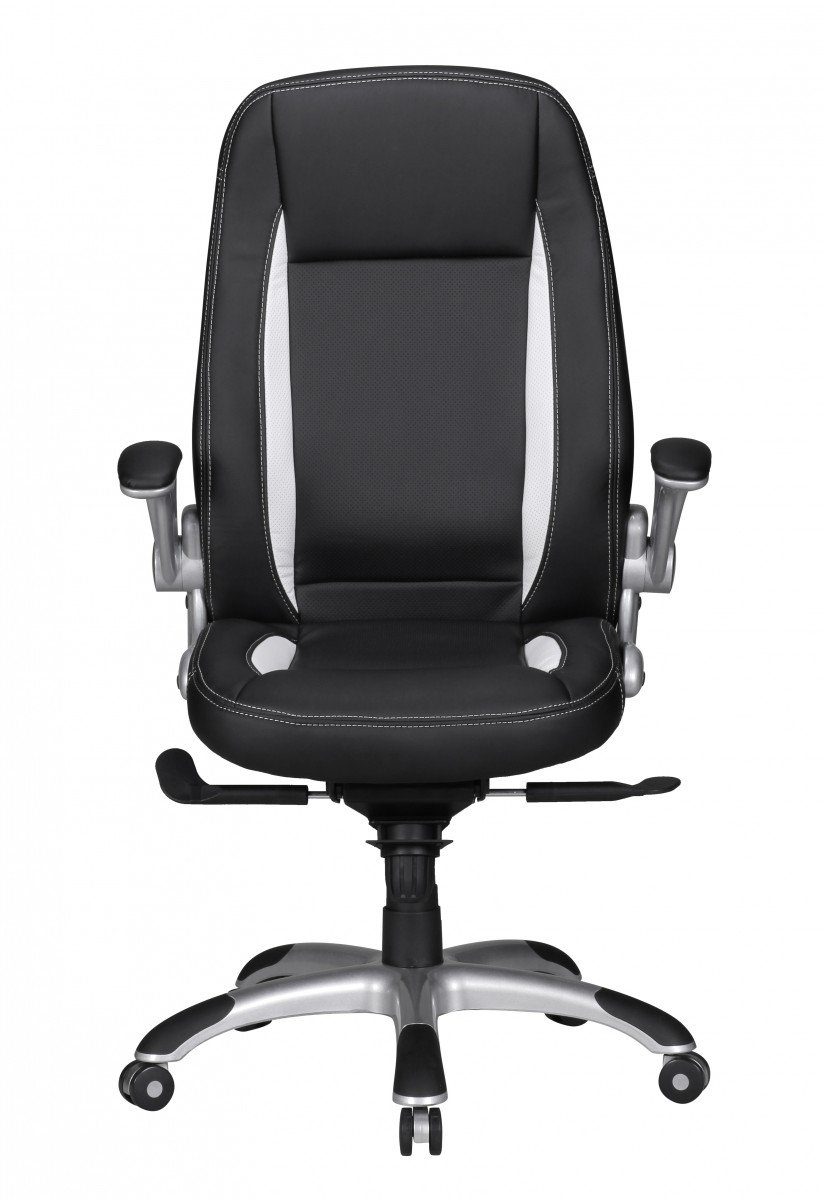 SPM1.239 Drehbar, Racing Gaming Schreibtischstuhl Drehstuhl Armlehne Design), Weiß, / Amstyle Chair (Kunstleder Bürostuhl Schwarz mit