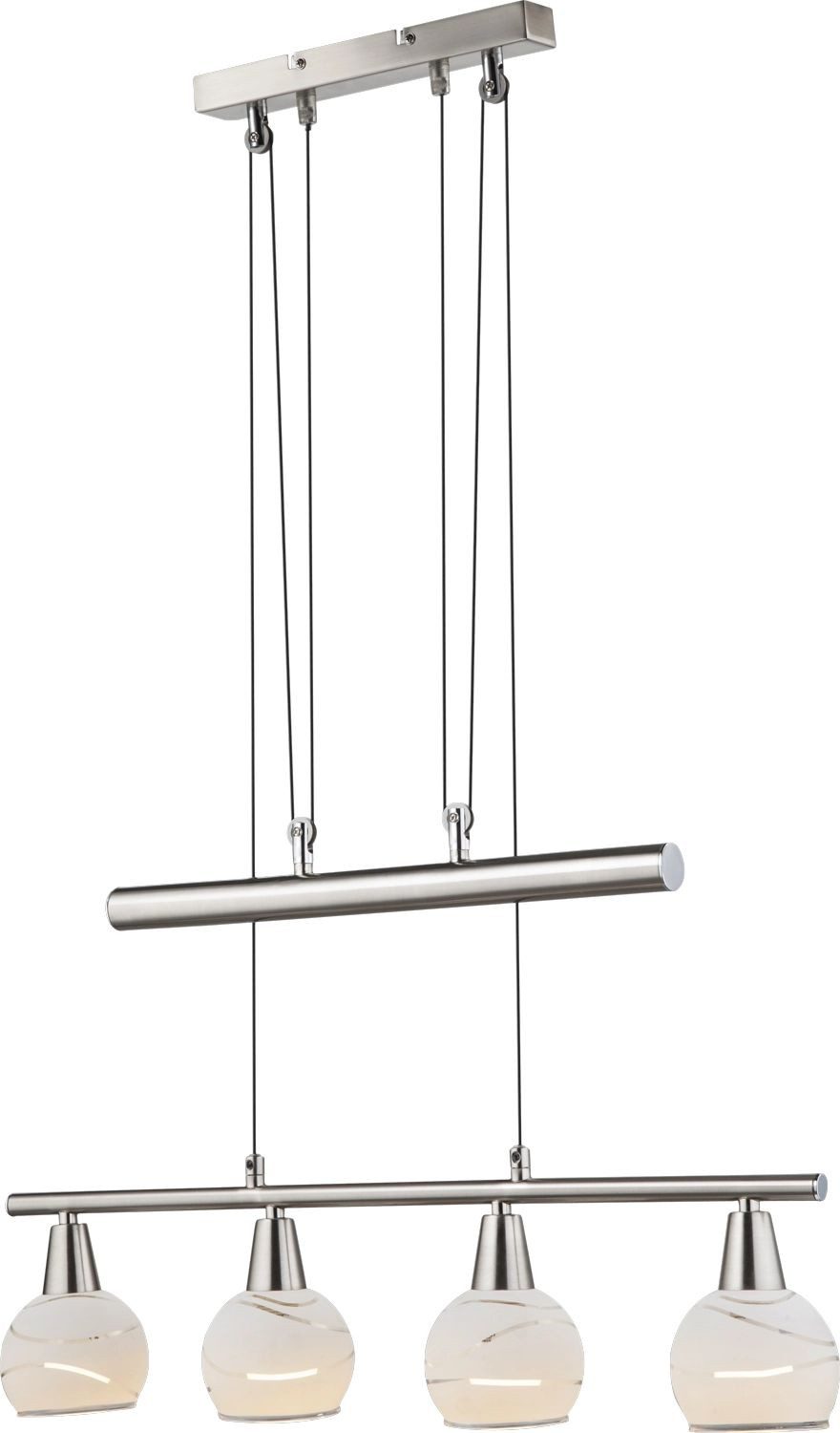 Pendellampe Elliott, Länge 60 cm, nickel matt, Metall/Glas günstig online kaufen