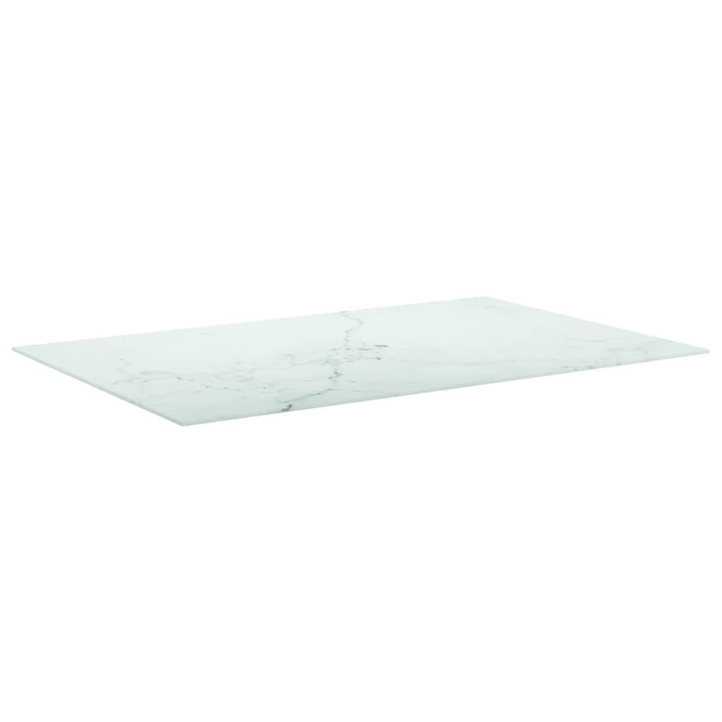 furnicato Tischplatte Weiß mm St) 100x62 in 8 Marmoroptik cm (1 Hartglas