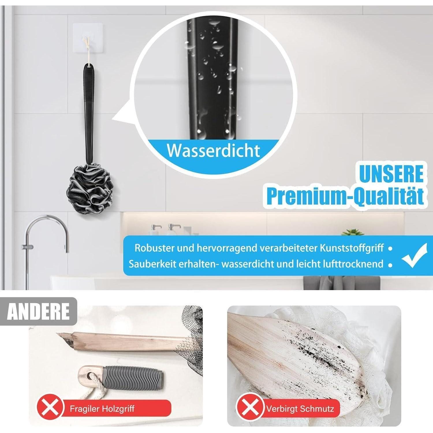 LuxusKollektion Hautpflegeschwamm Badeschwamm Duschschwamm Set Peeling Schwamm Rückenbürste 42cm