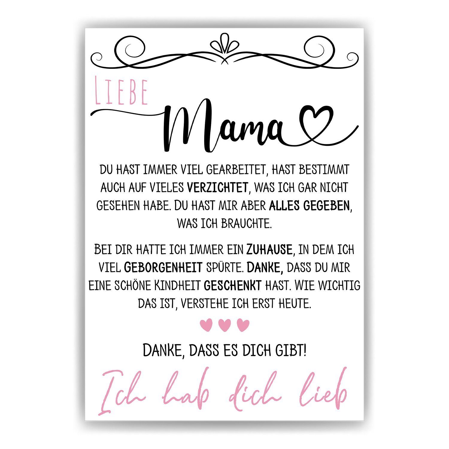 Tigerlino Poster Mama Muttertag Geburtstag Geschenk Mama Spruch Bild