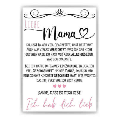Tigerlino Poster Mama Muttertag Geburtstag Geschenk Mama Spruch Bild Mutter Kunstdruck, DIN A4