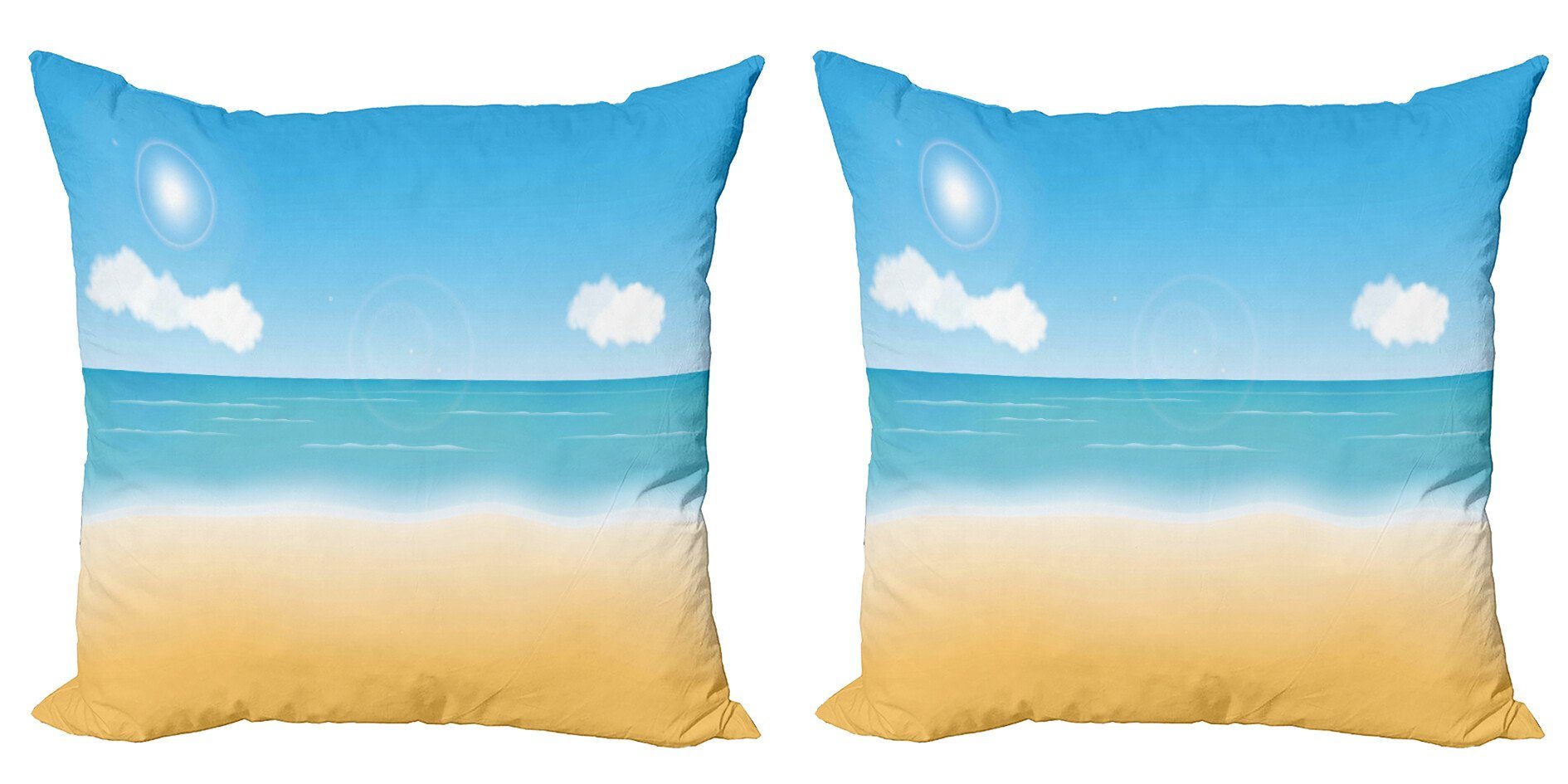 Modern Digitaldruck, (2 Kissenbezüge Stück), Accent Sunny Relaxing Strand Doppelseitiger Seaside Abakuhaus