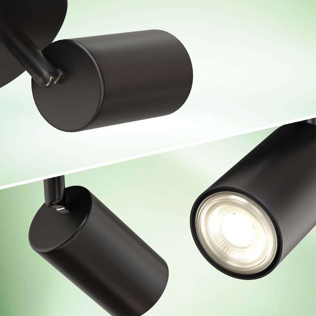 B.K.Licht LED Deckenspot BKL1631, LED wechselbar, 2700K - Extra-Warmweiß, Deckenleuchte 44 cm Schwarz je 2W, je 450lm GU10 Wohnzimmer Flur