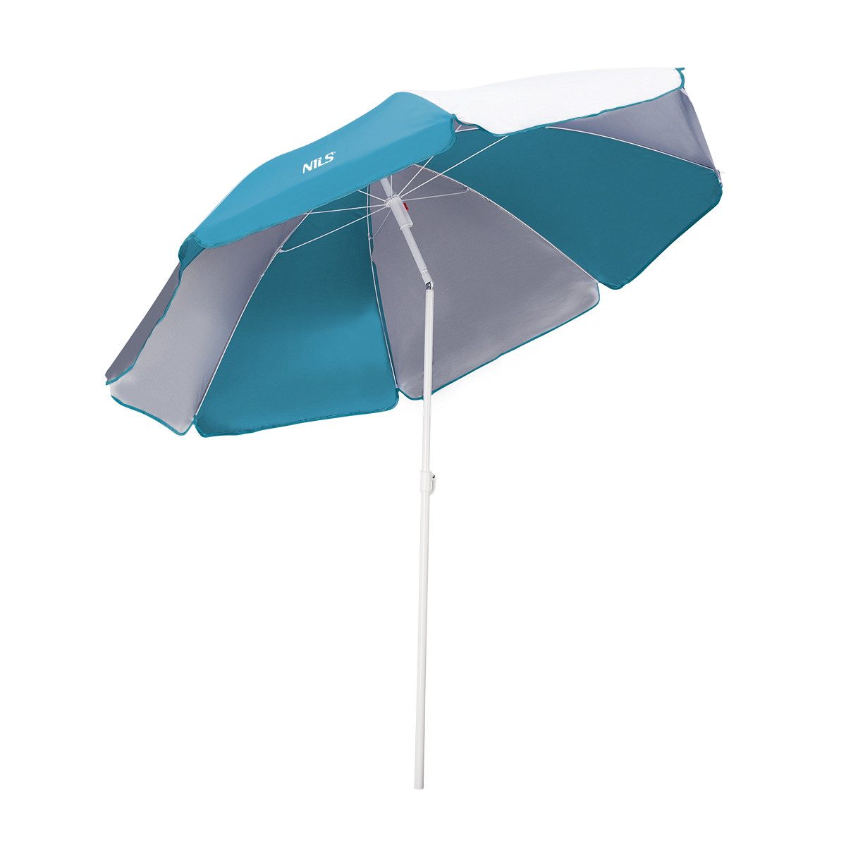 Sonnenschirm Strandschirm 180cm Türkis/Weiß Schirmkopf neigbar