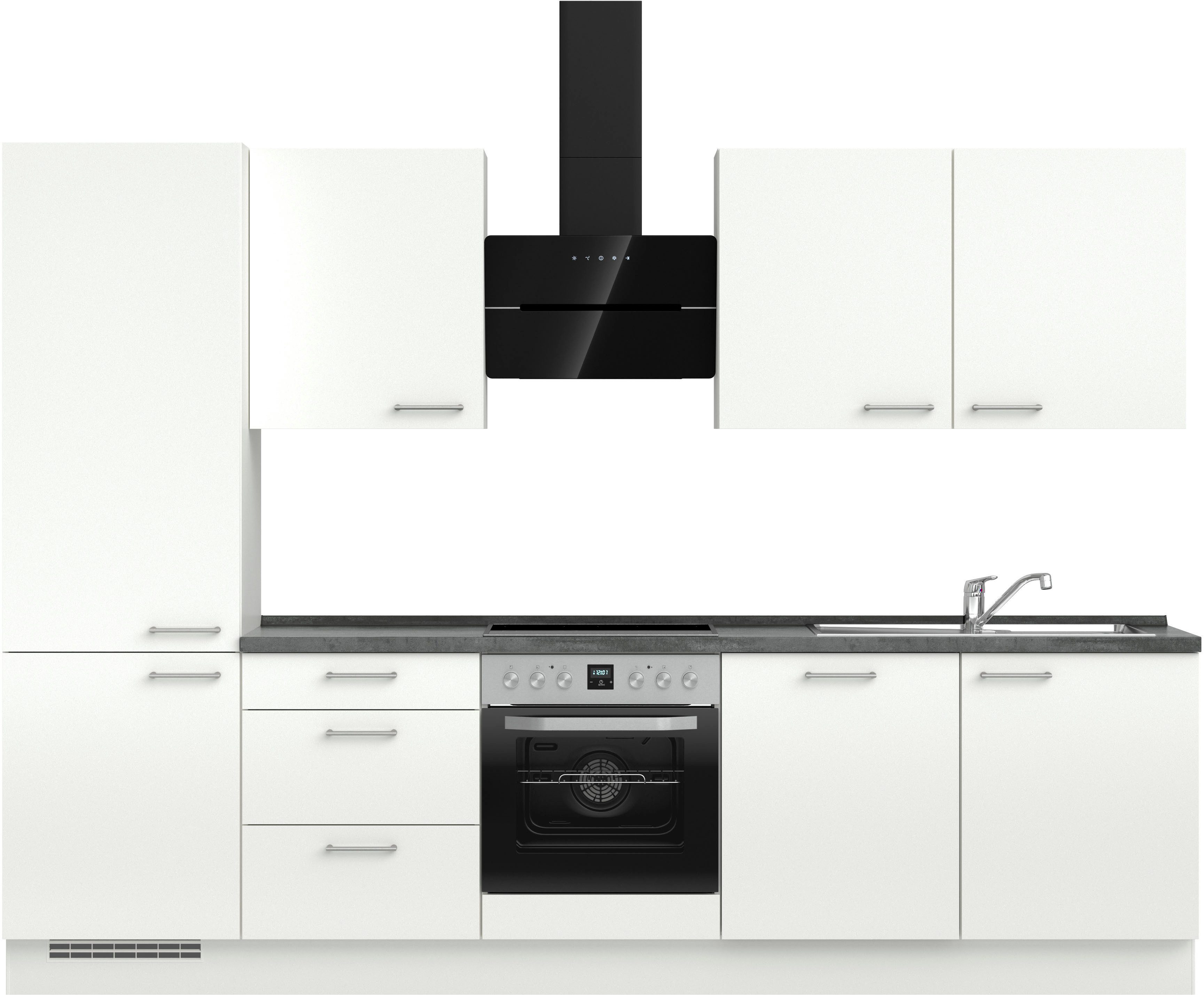 nobilia® Küchenzeile "Laser II", NEU: individuell anpassbar mit gratis Profi-Beratung, vormontiert, 300 cm breit, optional mit verschiedenen E‑Geräte-Sets