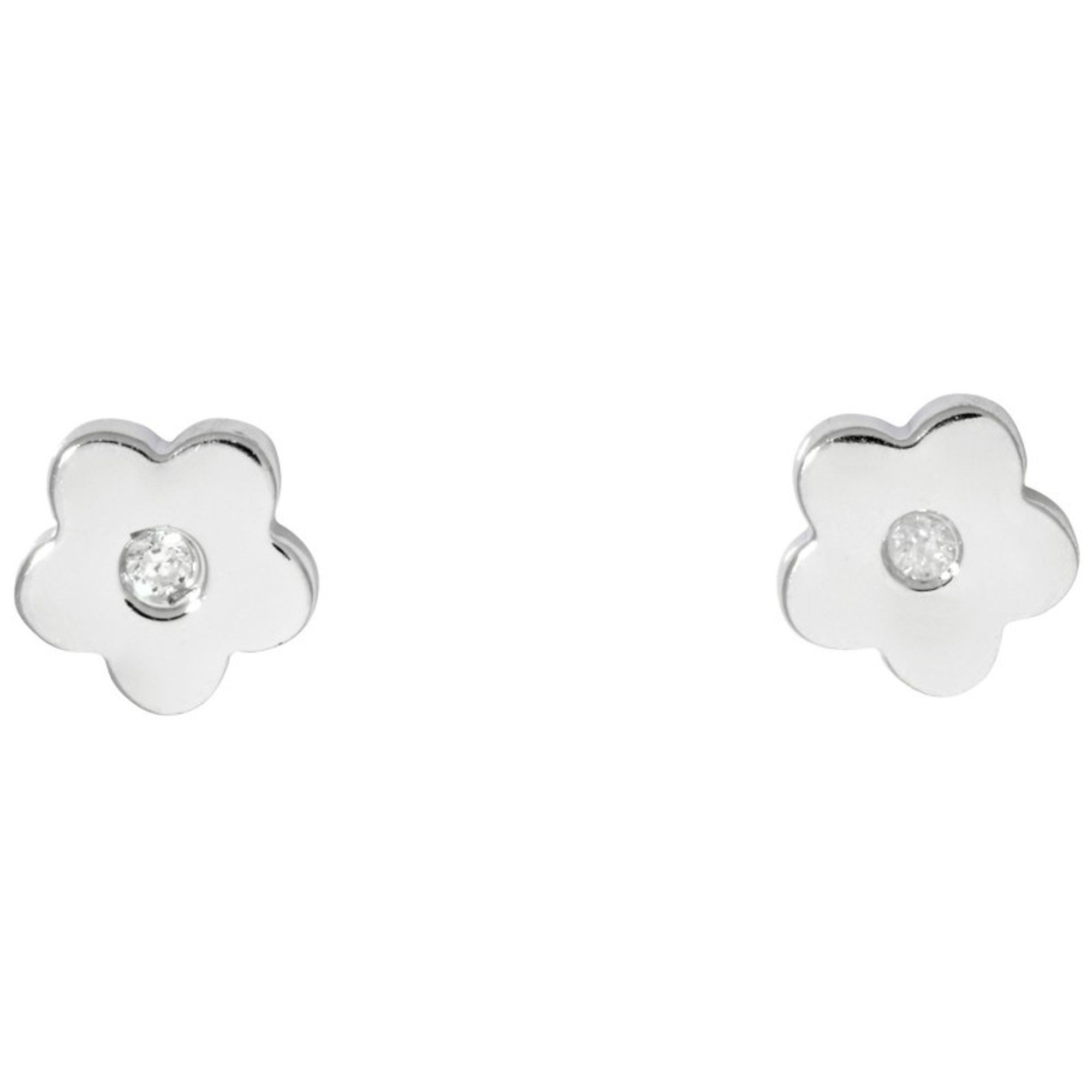 Miamar Paar Ohrstecker SK10, Miamar SK10 Kinder Ohrschmuck Blume Silber Weiß Zirkonia