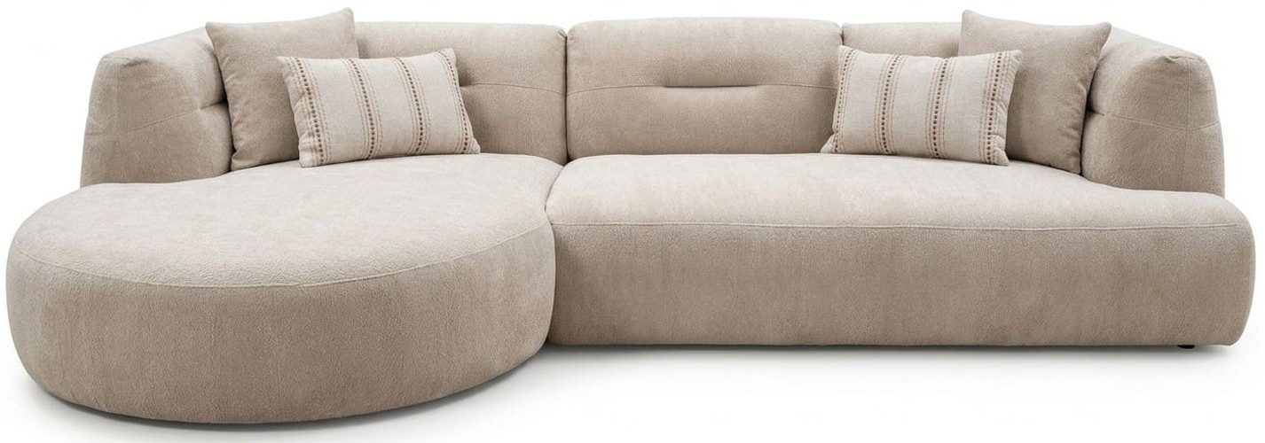 Xlmoebel Ecksofa Ecksofa L Form Beige Stoffbezug Abgerundete Modern Wohnzimmer, 2 Teile