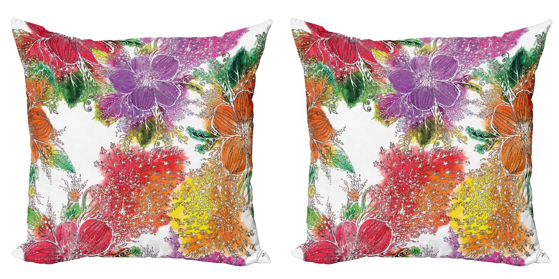 Kissenbezüge Modern Accent Doppelseitiger Digitaldruck, Abakuhaus (2 Stück), Blumen Abstrakte bunte Blumen