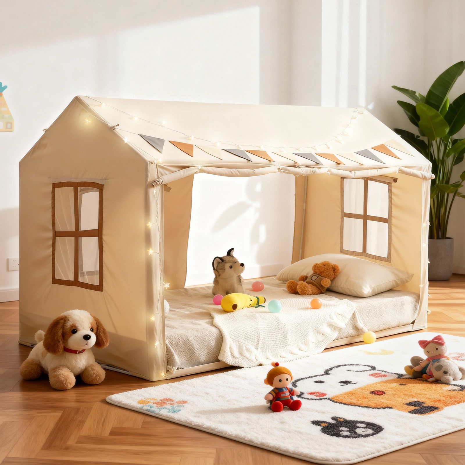 Insma Spielzelt 2 IN 1 Kinder Spielhaus Prinzessin Zelt Indoor Bettzelt (Sc günstig online kaufen