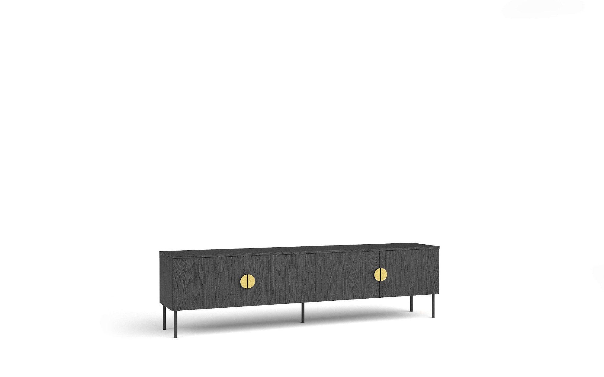 Home affaire Lowboard BELLOT TV-Schrank mit 2 Türen, Maße B/T/H: 160/40/53,6 cm (1 St), schwarze Farbe, mit holzähnlicher Struktur – Bild 2 von 5
