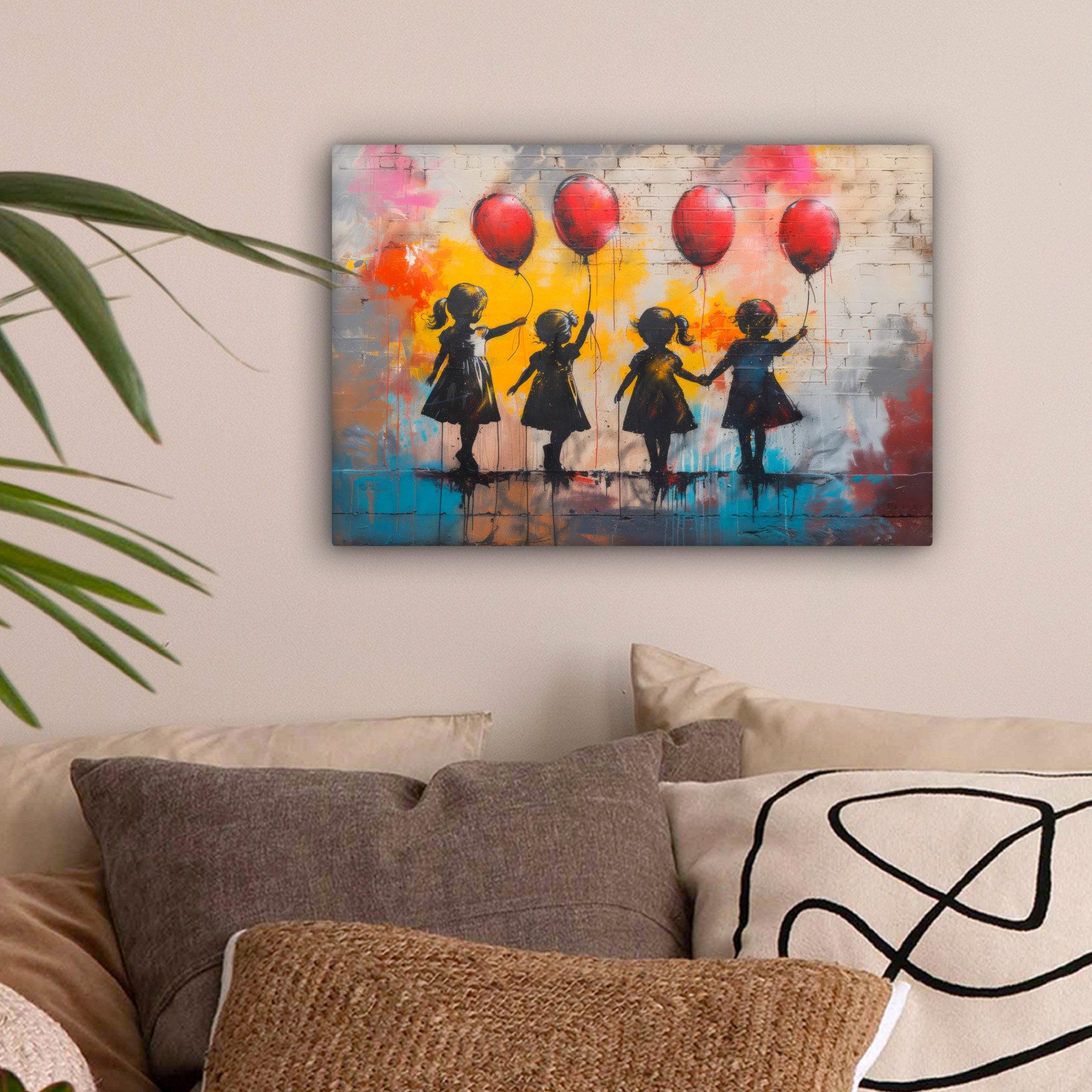 OneMillionCanvasses® Leinwandbild Graffiti - Kinder - Straßenkunst - Luftba günstig online kaufen