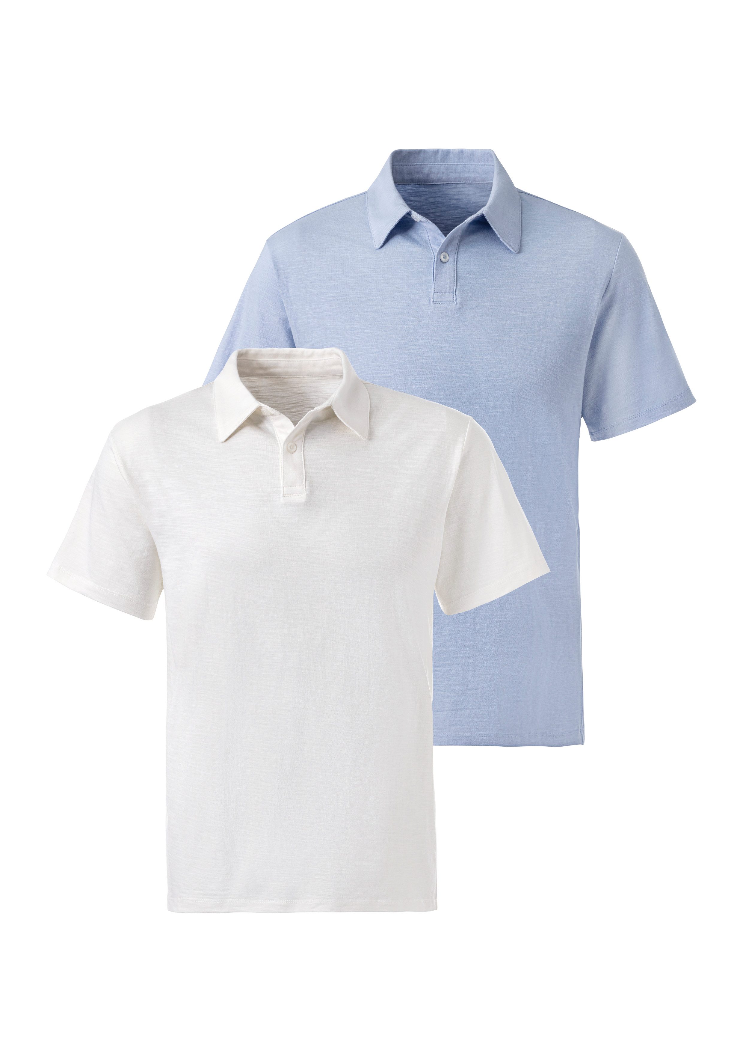 John Devin Poloshirt mit Slub-Garn Struktur (Packung, 2-tlg., 2er-Pack) aus leichter, strukturierter Baumwollqualität - im 2er-Sparpack