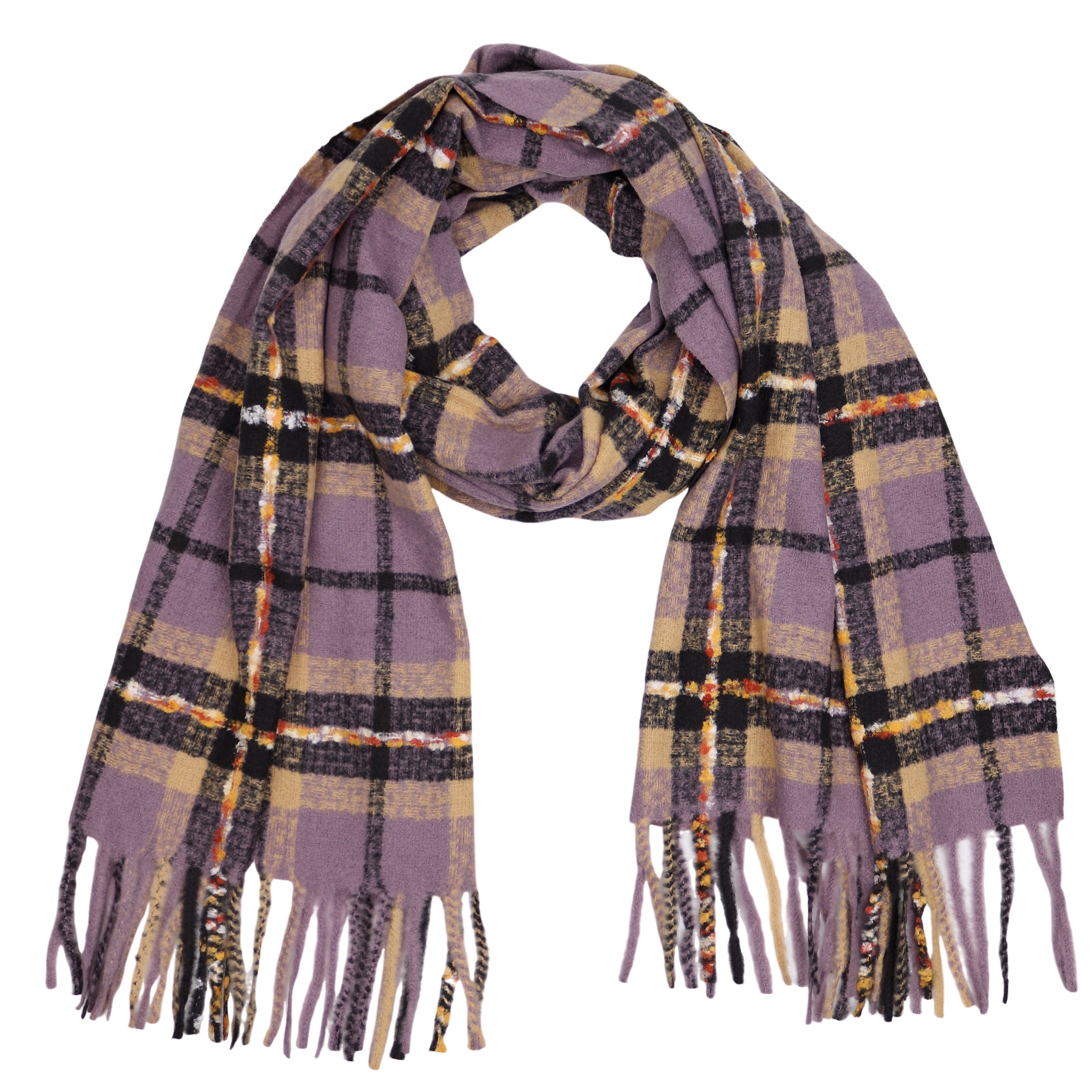 MIRROSI Modeschal weicher und warmer Schal Karo Kariert Muster mit Fransen,65x190cm, (angesagtes Karomuster, ca. 235Gramm; Neue Kollektion Herbst/Winter 2025), Damen Halstuch ideal für Herbst und Winter