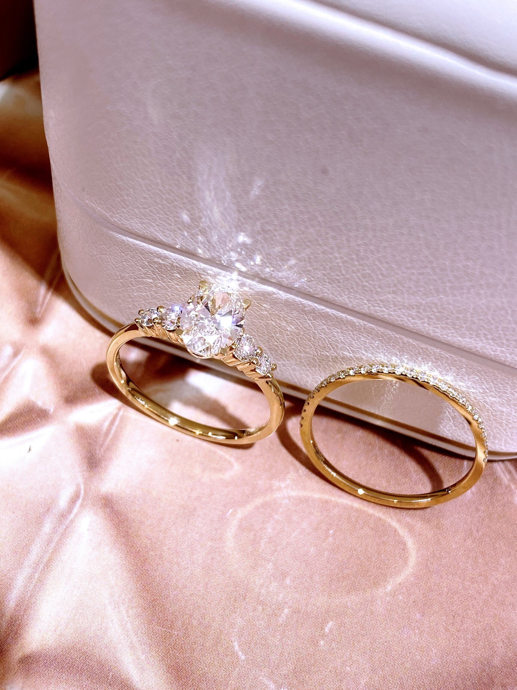 Meeye Diamantring Set mit 2 Ringen, 1ct D Vs1 engagement ring,ring gold damen, labordiamant,mit Gravur,Mit IGi-Zertifikat,oma geschenk geburtstag