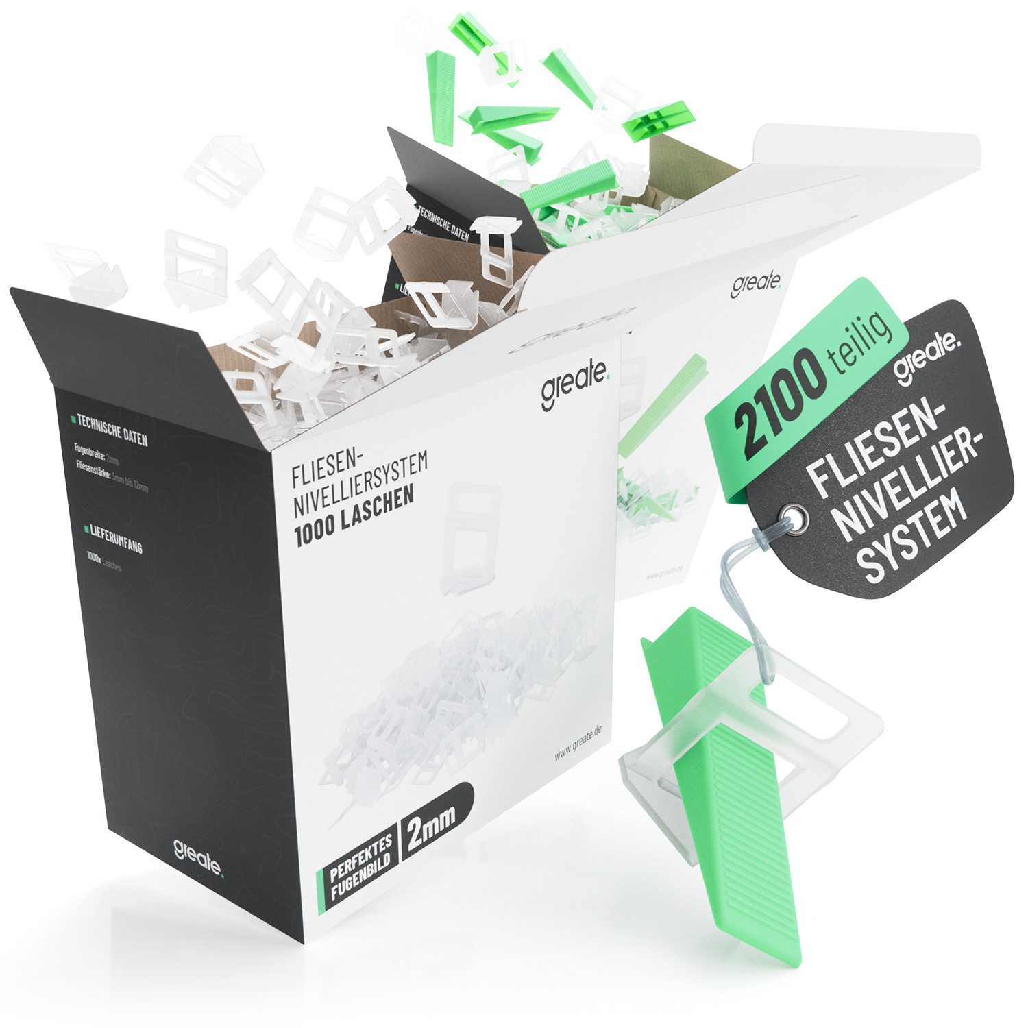 greate. Nivelliersystem 2100-teiliges Fliesen Nivelliersystem 2mm günstig online kaufen