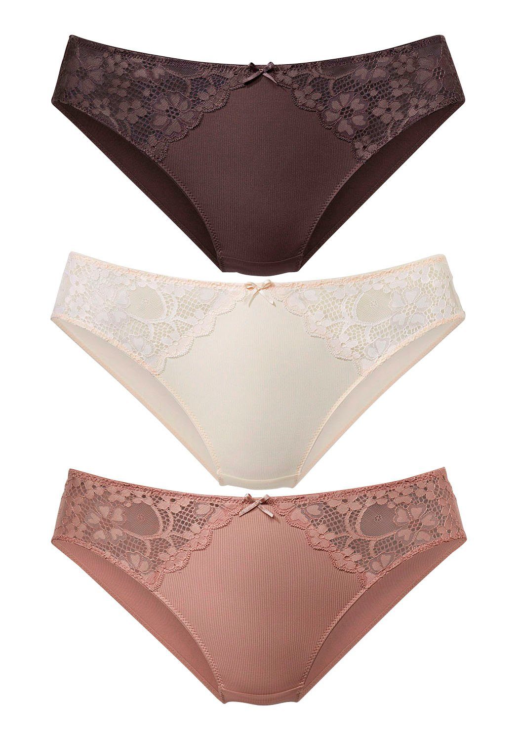 petite fleur by Lascana Slip (Packung, 3 Stück) mit leicht transparenter Jacquardspitze an den Seiten