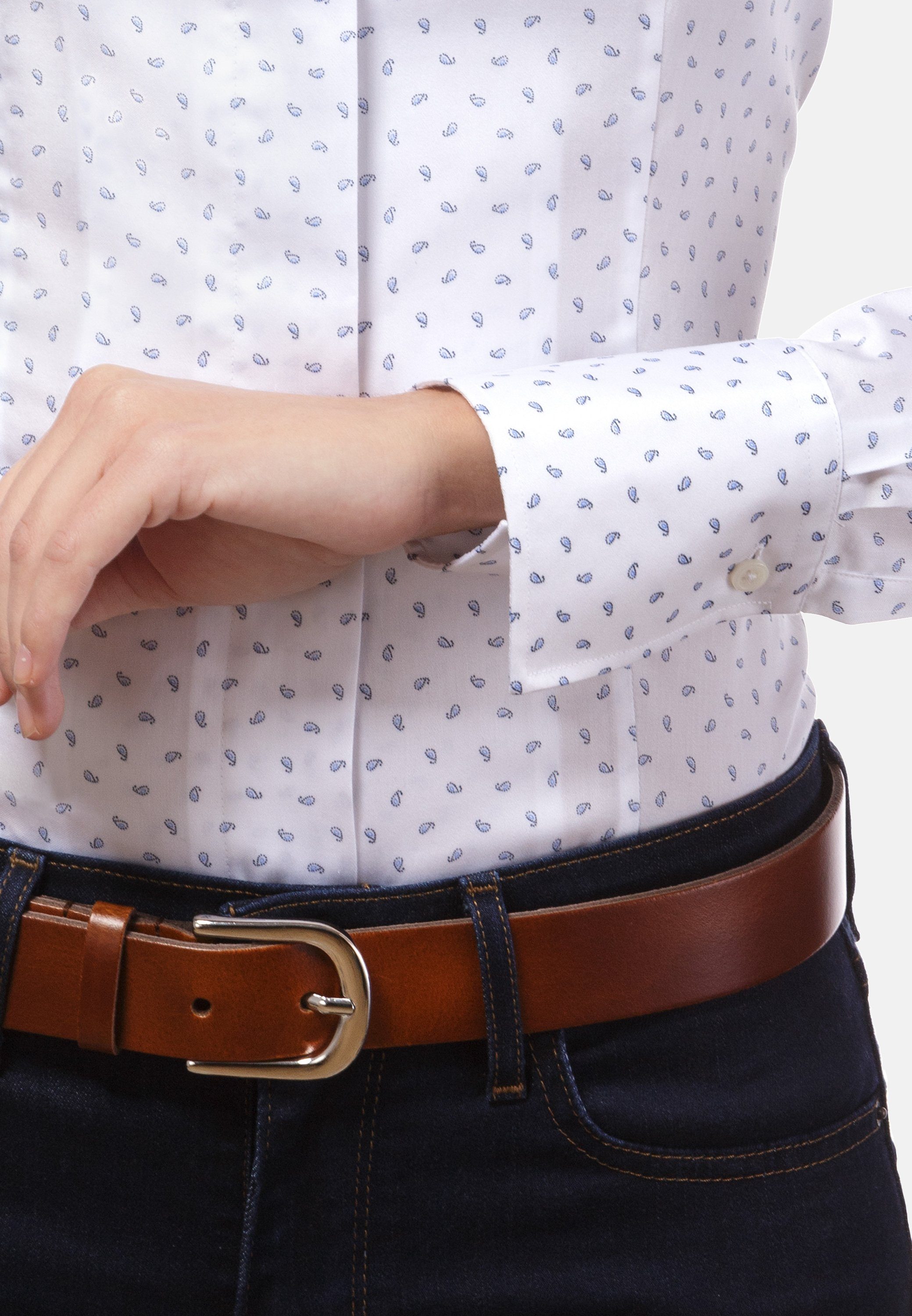 Vincenzo Boretti Klassische Bluse leicht tailliert Kelchkragen