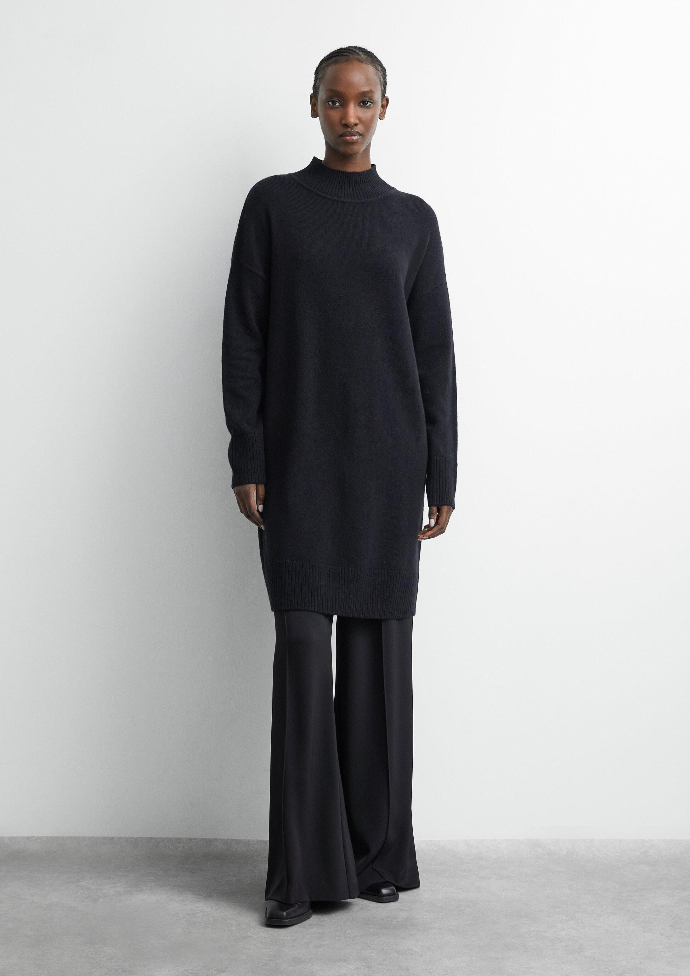 comma Midikleid Kleid Strickkleid mit Stehkragen