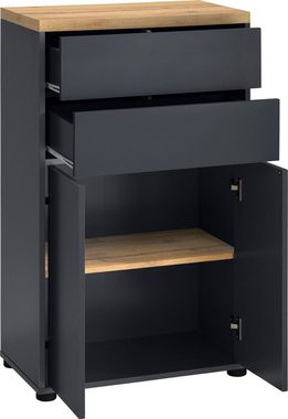 loft24 Midischrank Robin mit 2 Türen, BxH: 60 x 101,5 cm, Push-to-open, weiß