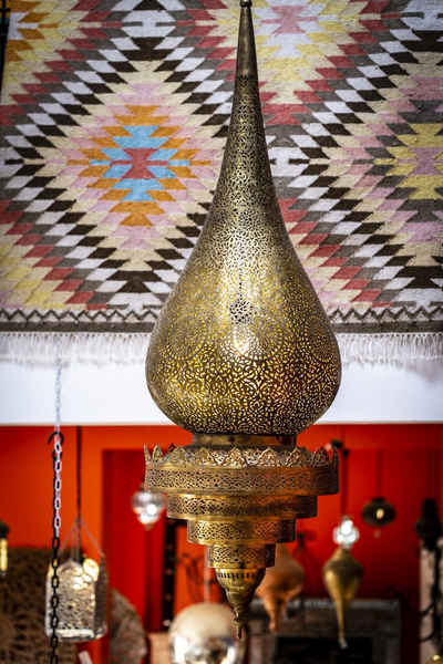 Marrakesch Orient & Mediterran Interior Deckenleuchte Orientalische Lampe Messing Pendelleuchte Gold Saud 140cm, ohne Leuchtmittel, Handarbeit