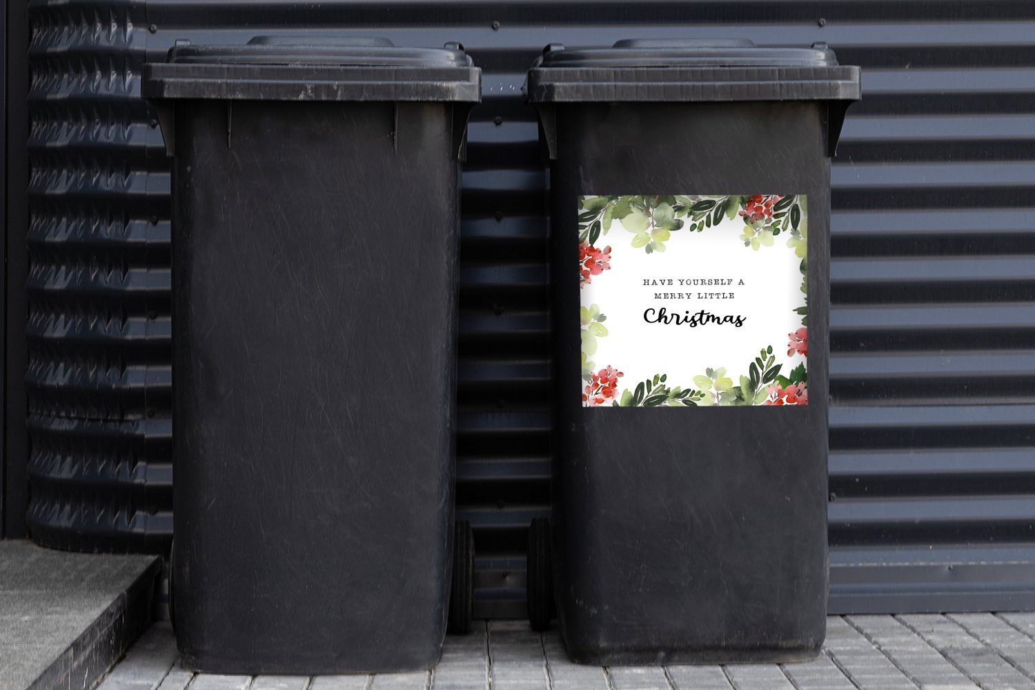 (1 Abfalbehälter Container, Wandsticker MuchoWow Aquarell - Weihnachten St), Mülleimer-aufkleber, Zitat Mülltonne, Sticker, -