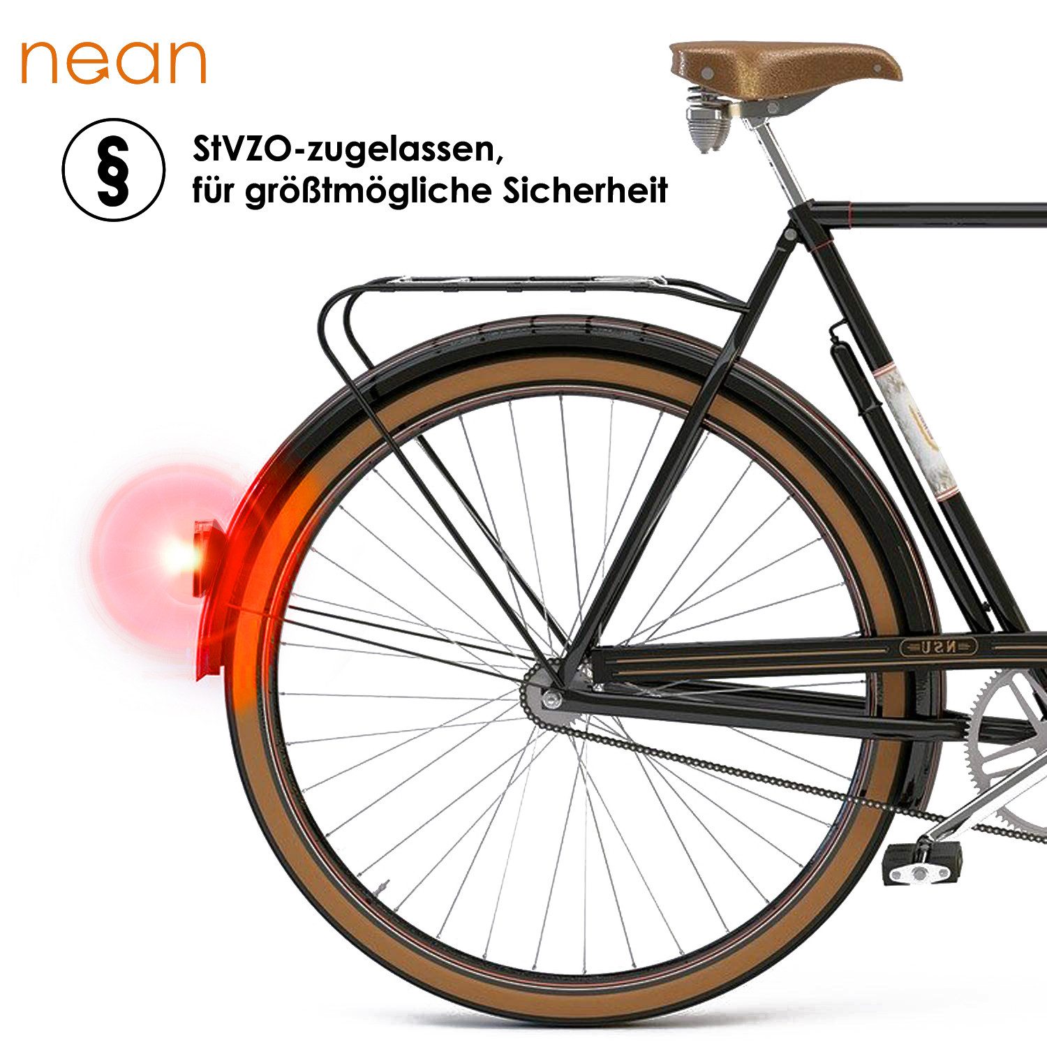nean Fahrrad-Rücklicht E-Bike, mit integriertem Reflektor und StVZO-Zulassung, 8 Candela