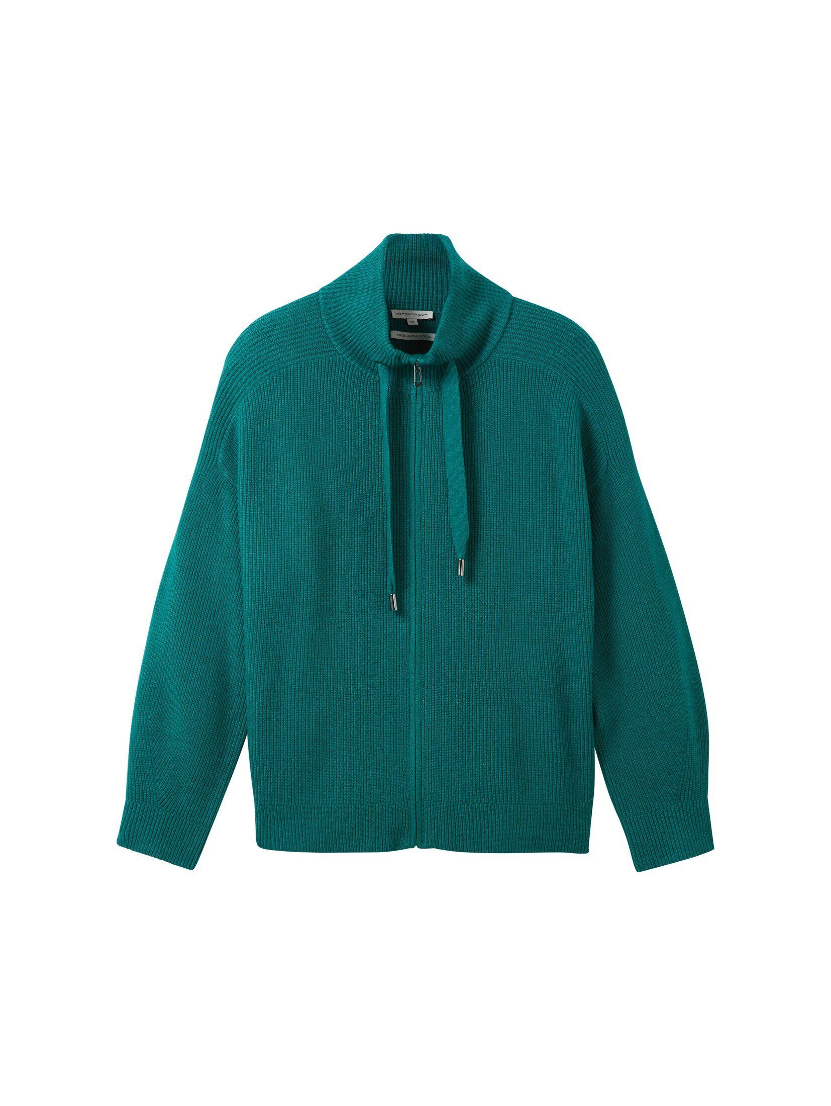 TAILOR green Strickjacke TOM melange Strickjacke mit ever Reißverschluss