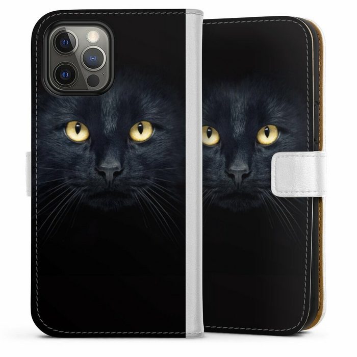 DeinDesign Handyhülle Katze Auge schwarz Tom Cat Apple iPhone 12 Pro Max Hülle Handy Flip Case Wallet Cover