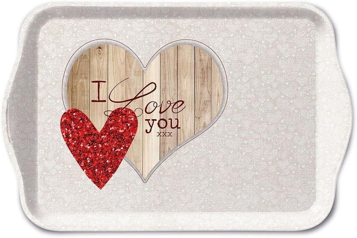 Servierplatte Tablett "I love you", Ich liebe dich, Serviertablett, romantiscch