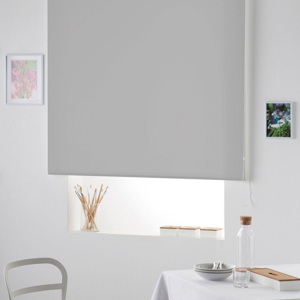 Gardine 160 x 250 cm Lichtdurchlässige Jalousie Naturals Grau, Naturals