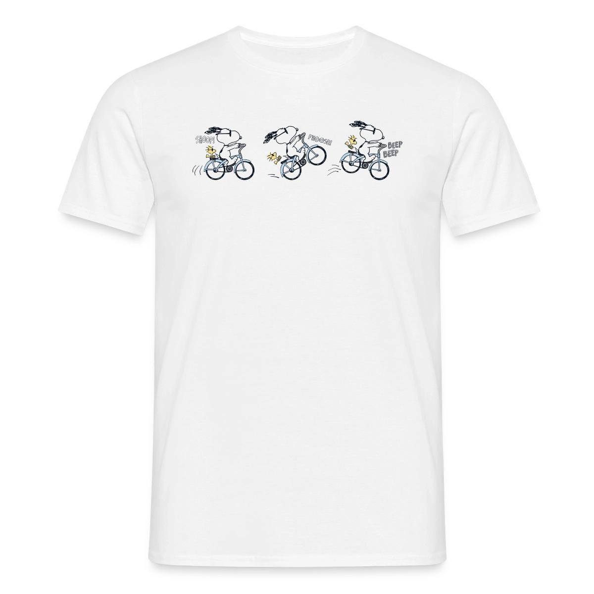 Spreadshirt T-Shirt Peanuts Snoopy Auf Fahrrad Männer T-Shirt (1-tlg)